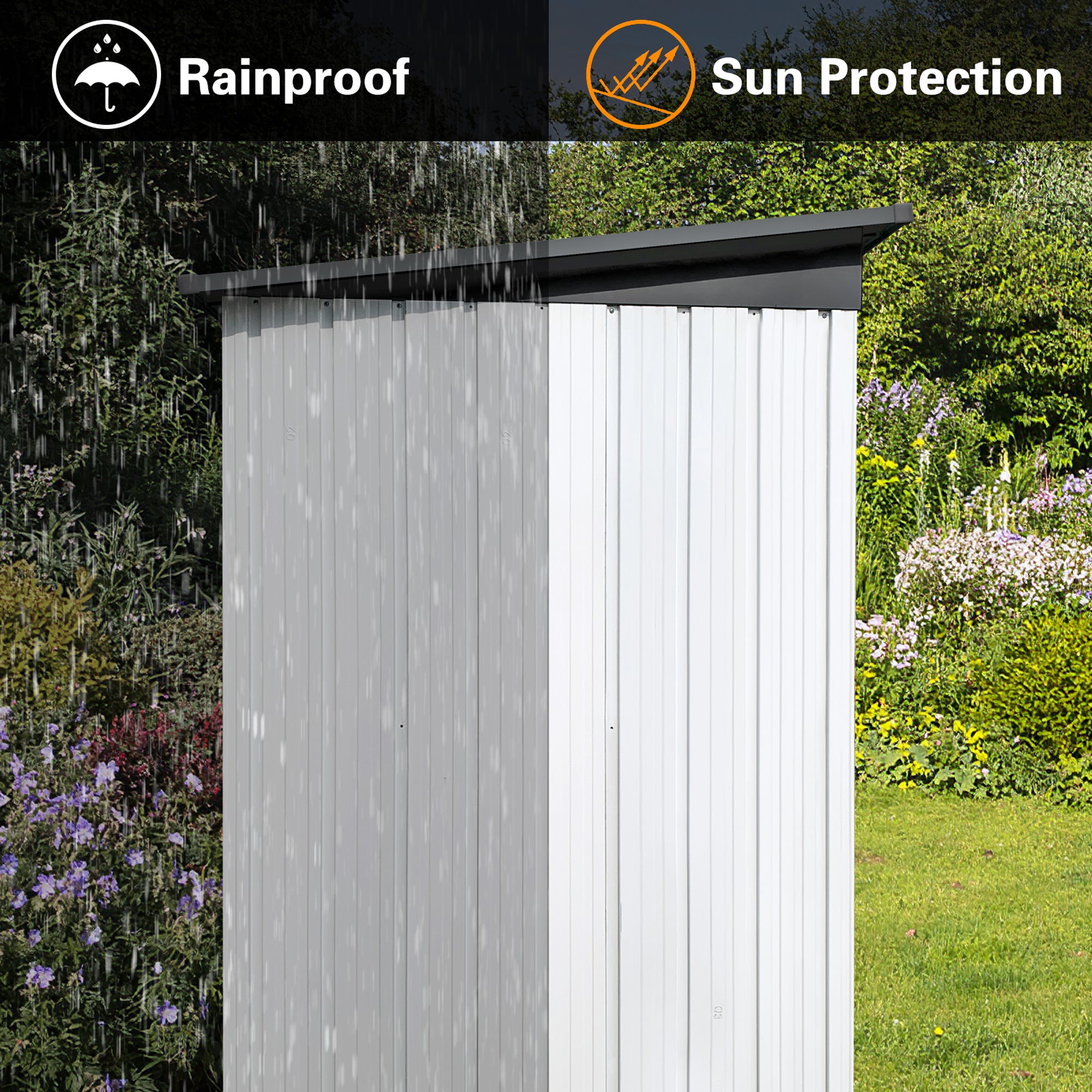 5 ft. W x 3 ft. D Metal Outdoor Storage Shed in White and Grey (14 sq. ft.)  BOSTSTG02W-G
