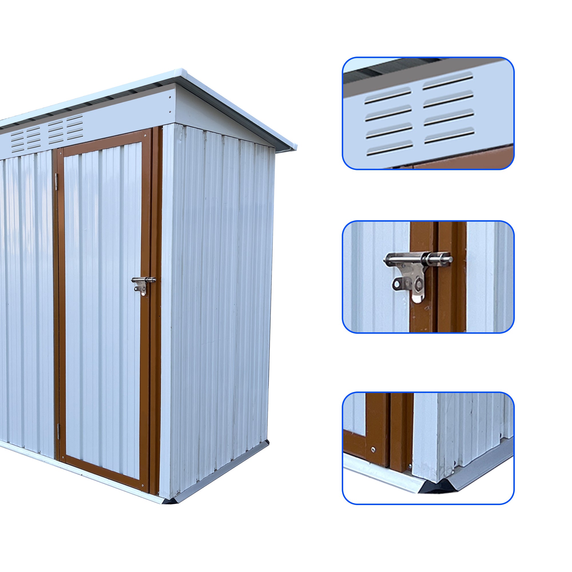 5 ft. W x 3 ft. D Metal Outdoor Storage Shed in White and Yellow (14 sq. ft.)  BOSTSTG02W-Y