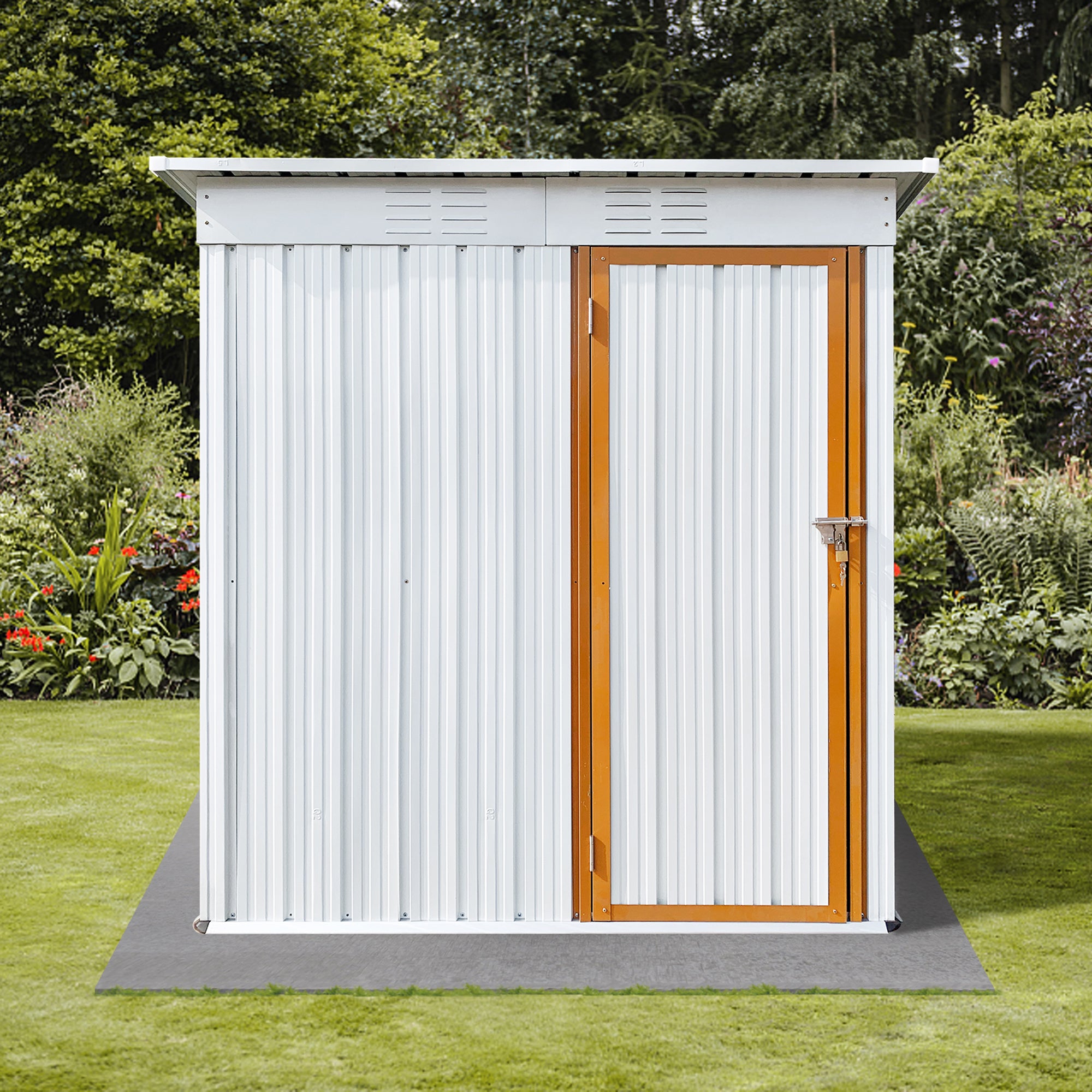 5 ft. W x 3 ft. D Metal Outdoor Storage Shed in White and Yellow (14 sq. ft.)  BOSTSTG02W-Y