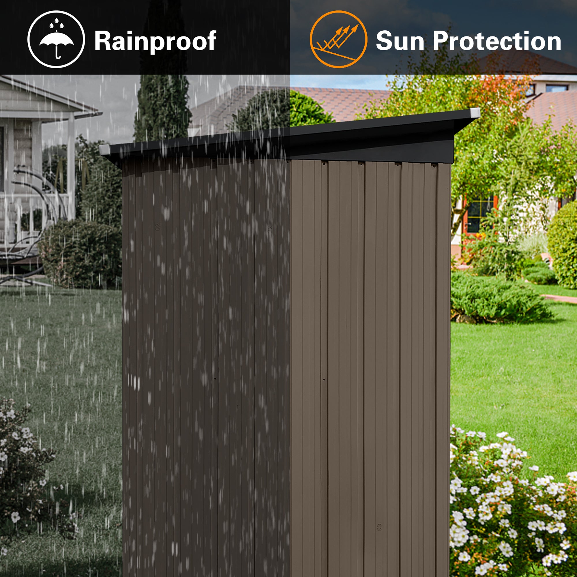 5 ft. W x 4 ft. D Metal Outdoor Storage Shed in Brown and Black (20 sq. ft.) BOSTSTG05BRO