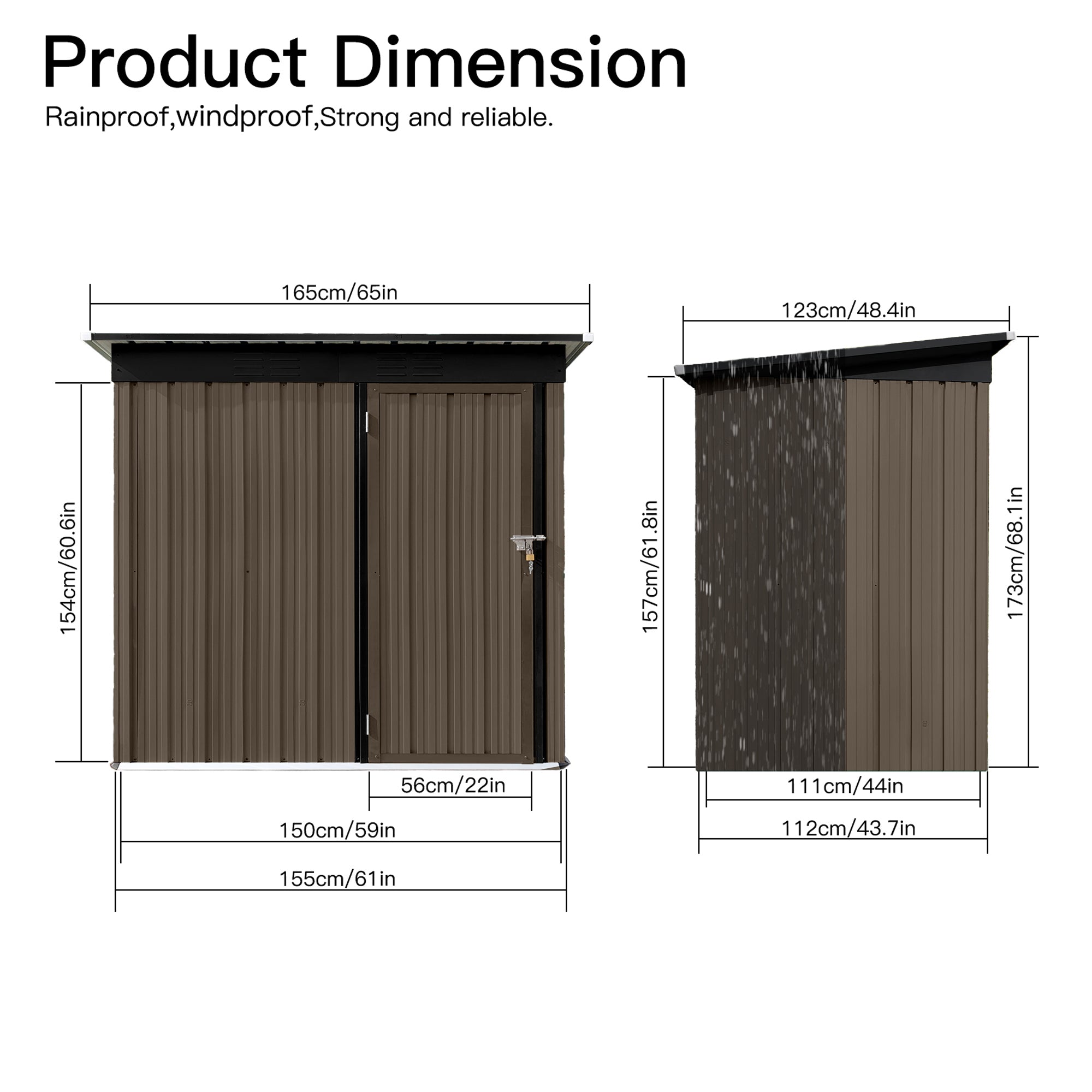 5 ft. W x 4 ft. D Metal Outdoor Storage Shed in Brown and Black (20 sq. ft.) BOSTSTG05BRO