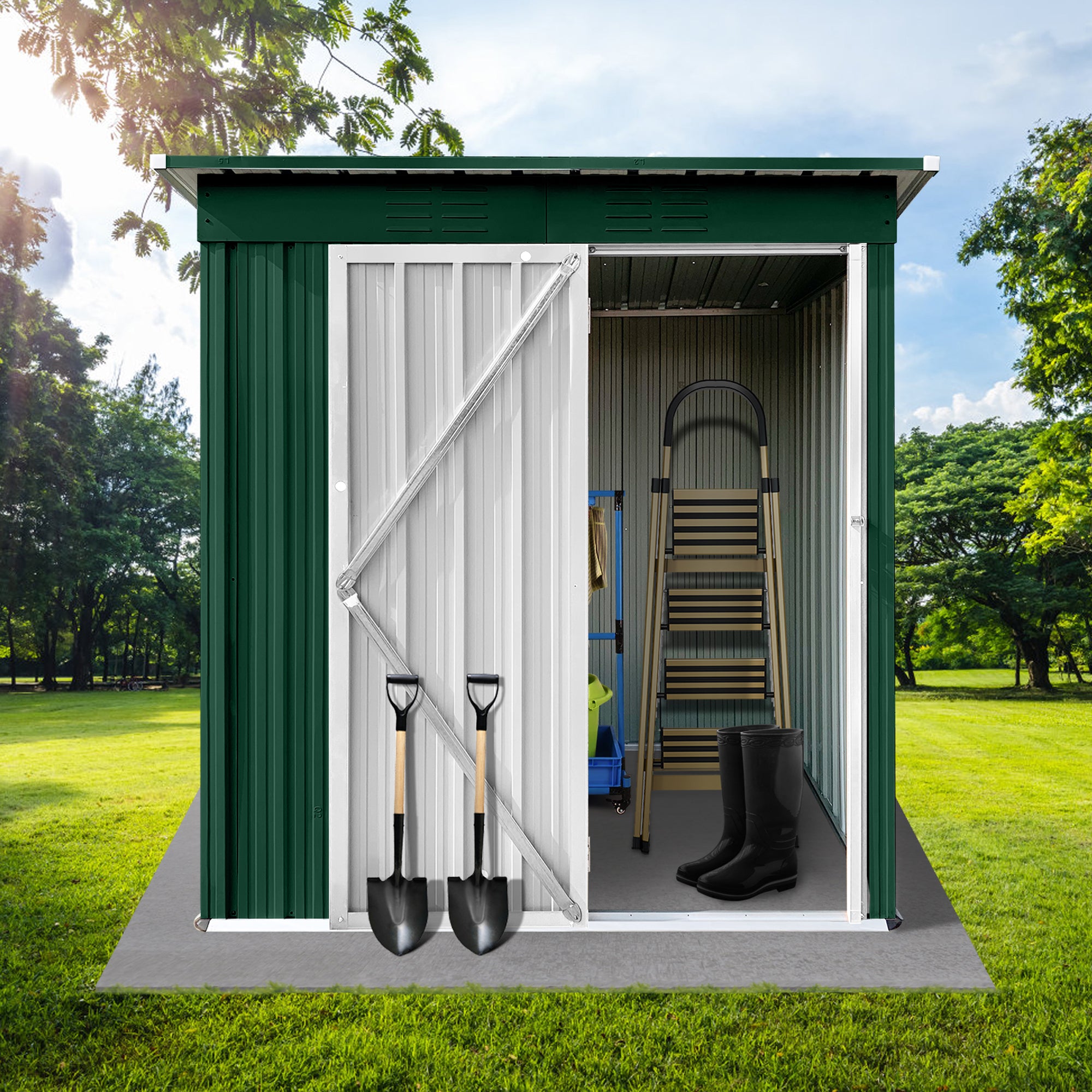 5 ft. W x 4 ft. D Metal Outdoor Storage Shed in Green (20 sq. ft.) BOSTSTG05GRN