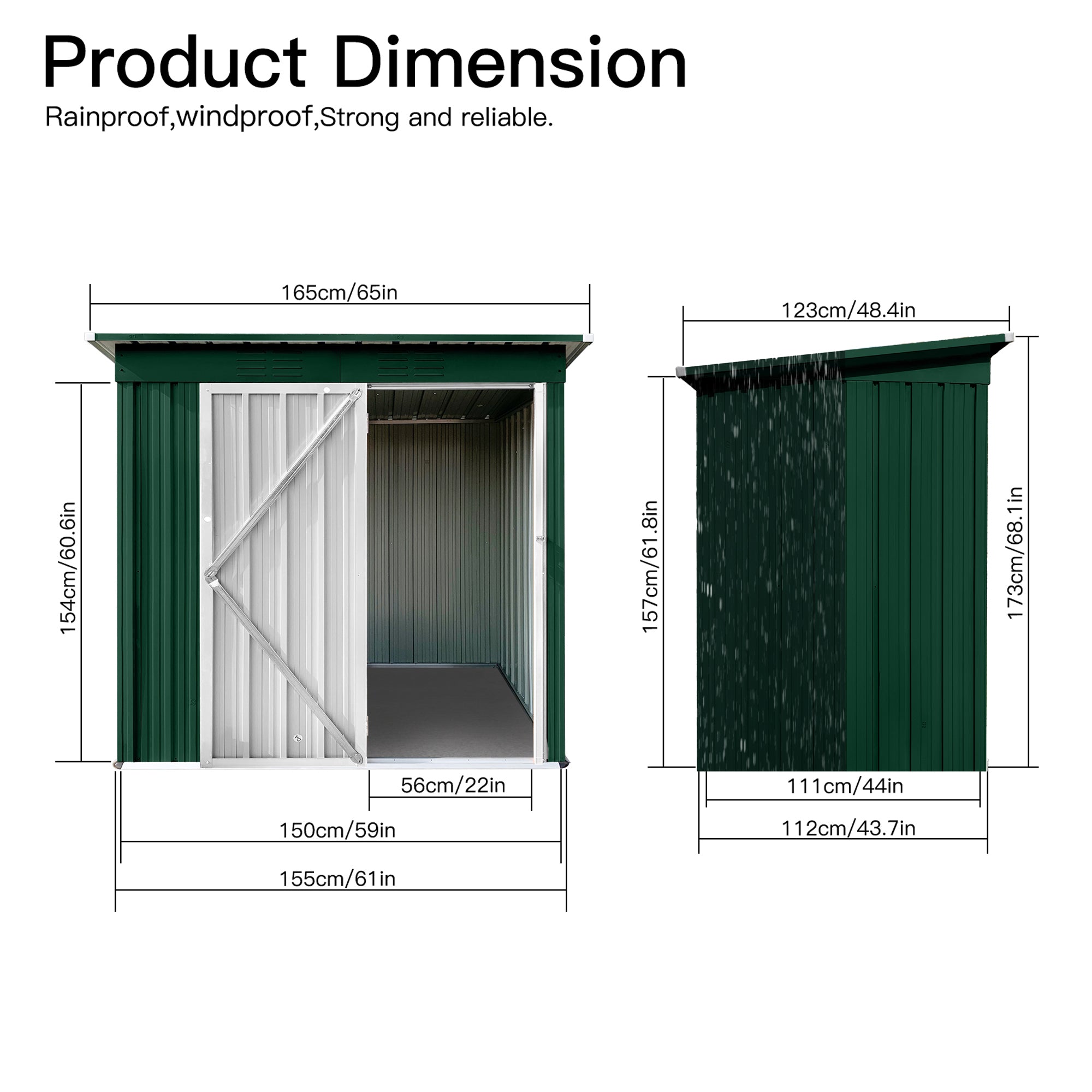 5 ft. W x 4 ft. D Metal Outdoor Storage Shed in Green (20 sq. ft.) BOSTSTG05GRN