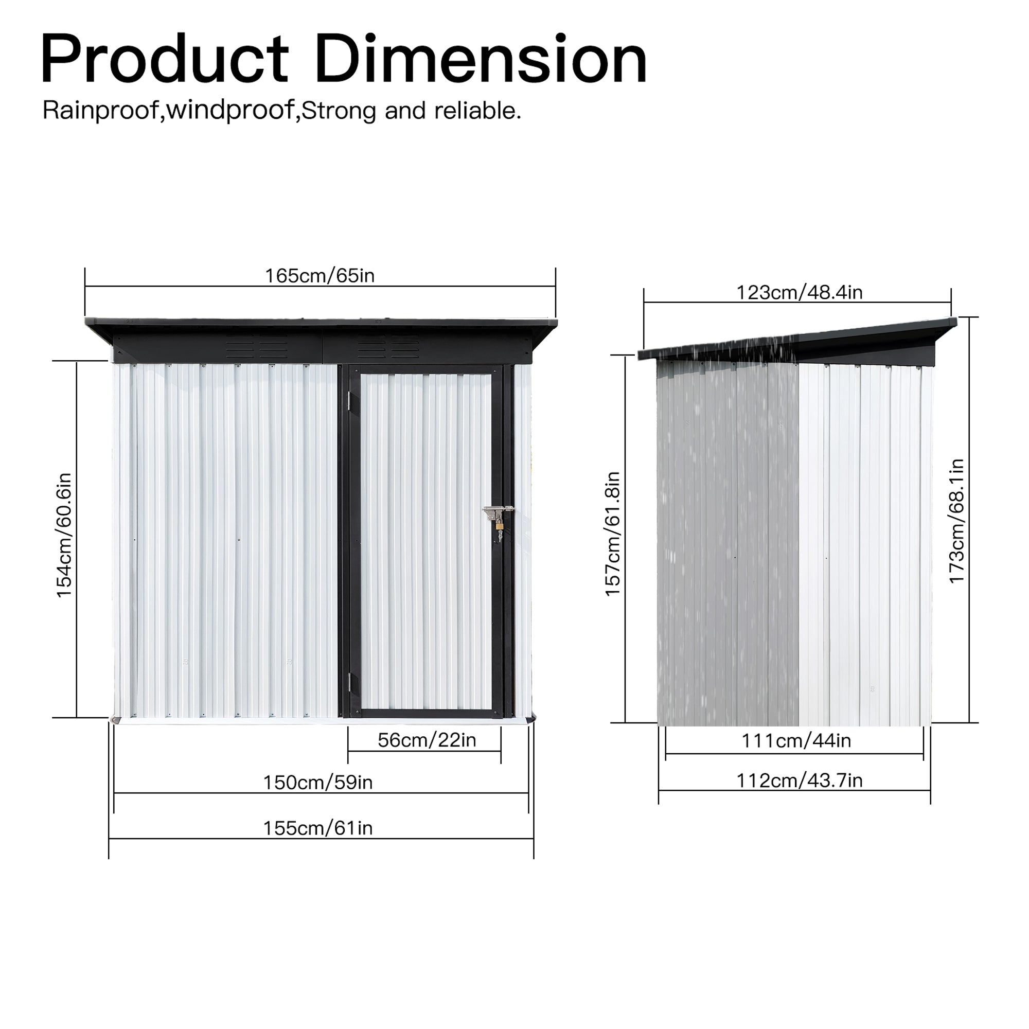 5 ft. W x 4 ft. D Metal Outdoor Storage Shed in White and Black (20 sq. ft.) BOSTSTG05W-B
