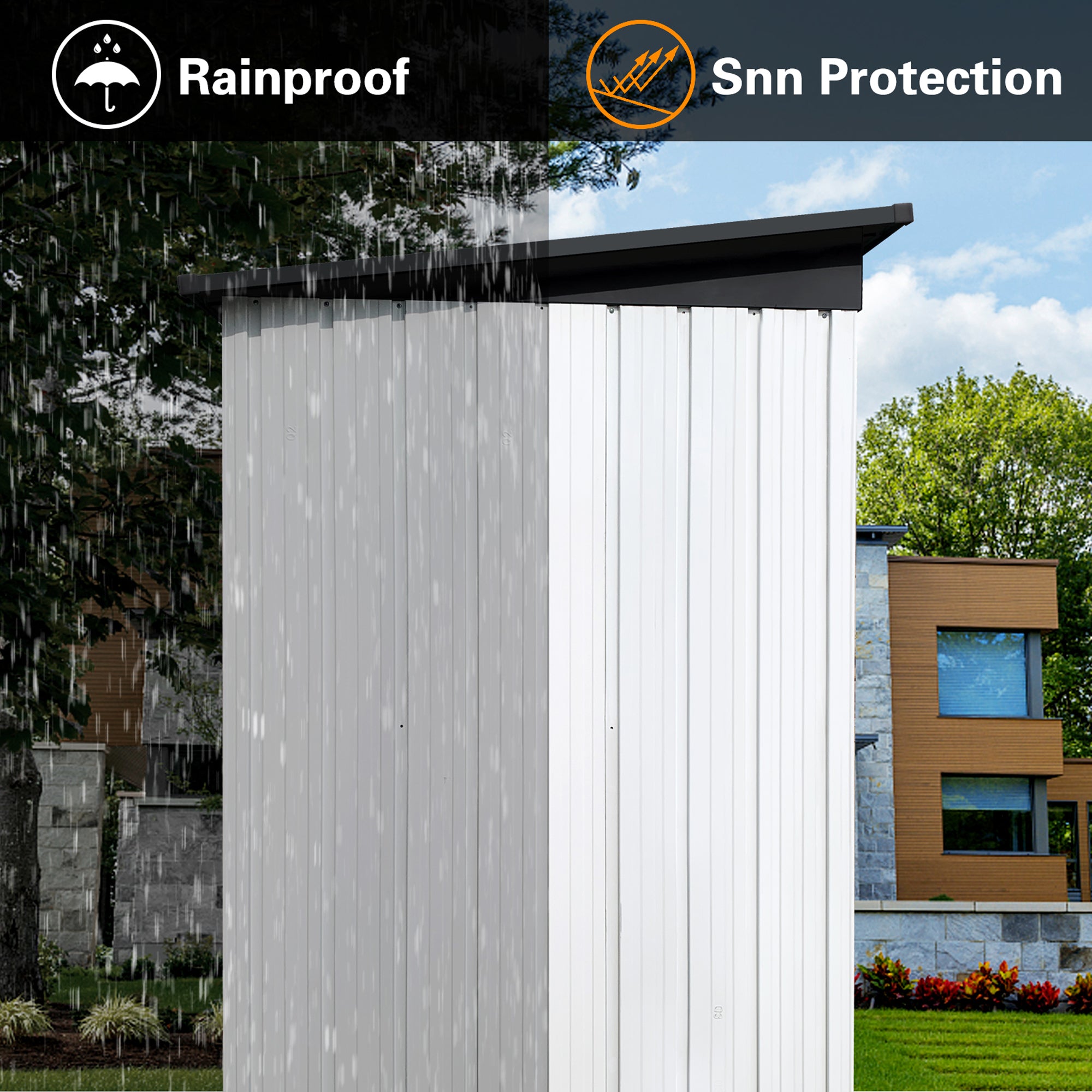 5 ft. W x 4 ft. D Metal Outdoor Storage Shed in White and Black (20 sq. ft.) BOSTSTG05W-B