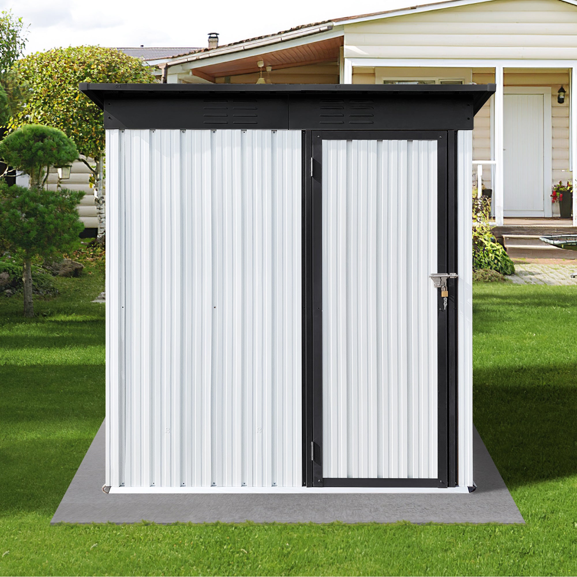 5 ft. W x 4 ft. D Metal Outdoor Storage Shed in White and Black (20 sq. ft.) BOSTSTG05W-B