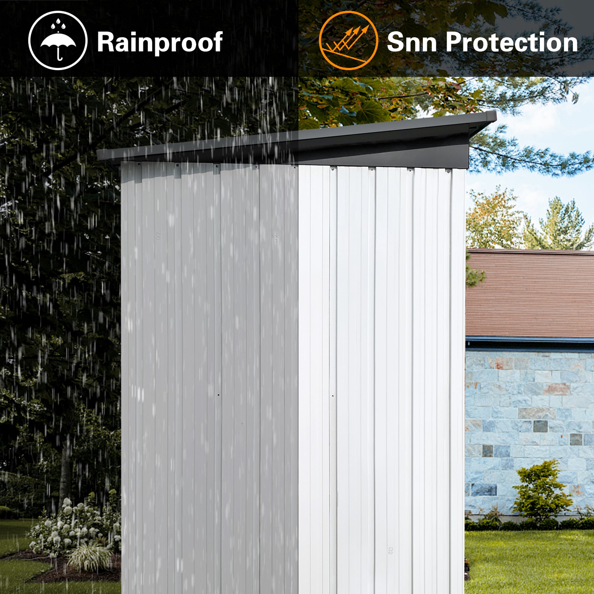 5 ft. W x 4 ft. D Metal Outdoor Storage Shed in White and Grey (20 sq. ft.) BOSTSTG05W-G