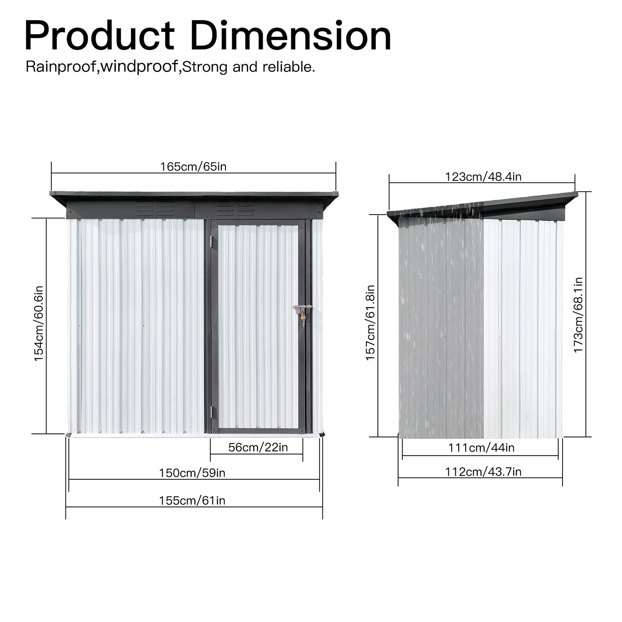 5 ft. W x 4 ft. D Metal Outdoor Storage Shed in White and Grey (20 sq. ft.) BOSTSTG05W-G