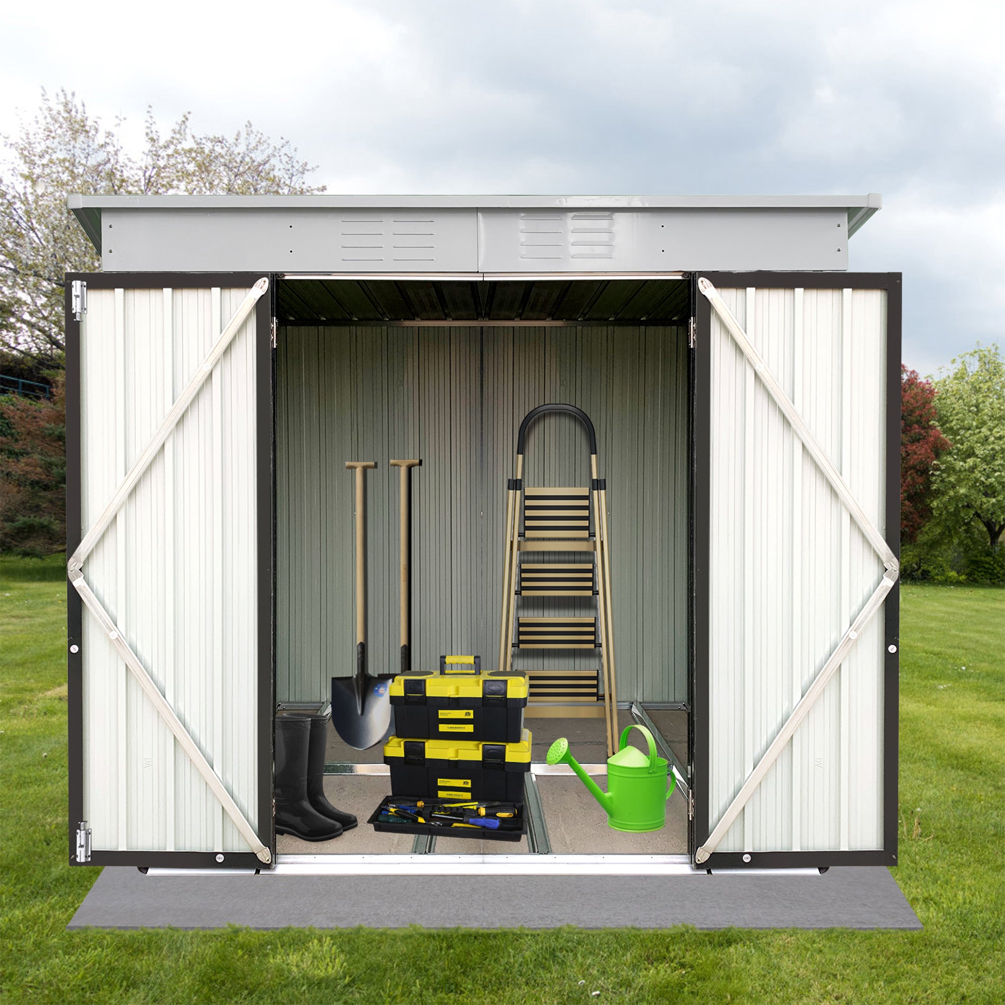 6 ft. W x 4 ft. D Metal Outdoor Storage Shed in White (24 sq. ft.) BOSTSTG06W