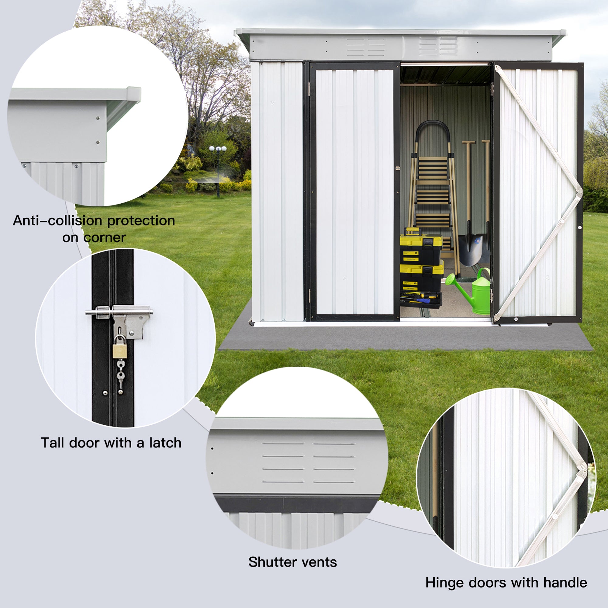 6 ft. W x 4 ft. D Metal Outdoor Storage Shed in White (24 sq. ft.) BOSTSTG06W