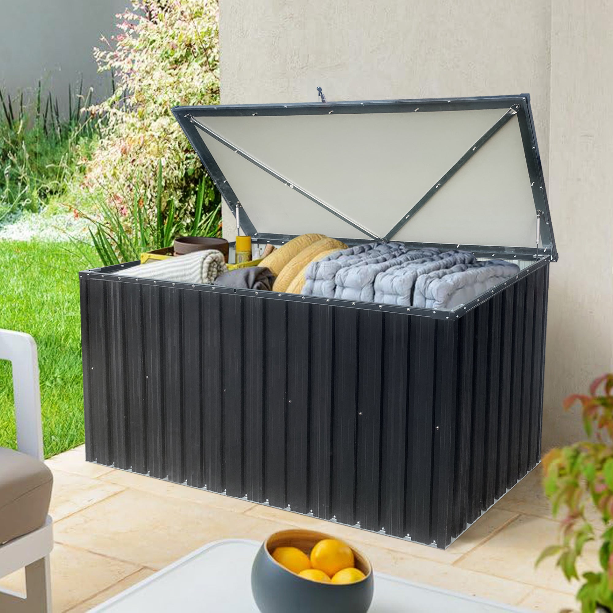 161 Gal. Outdoor Metal Storage Deck Box   BOSTSTG08-51B