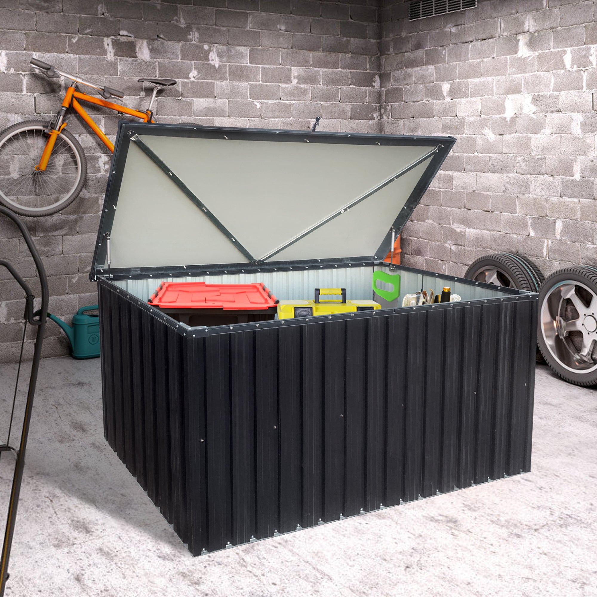 215 Gal. Outdoor Metal Storage Deck Box   BOSTSTG08-67B