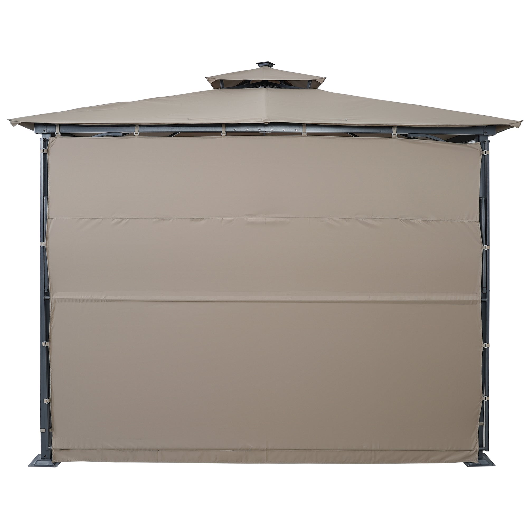 108.7 in. H Outdoor Patio Gazebo in Brown with Extended Side Shed and Awning and LED Light