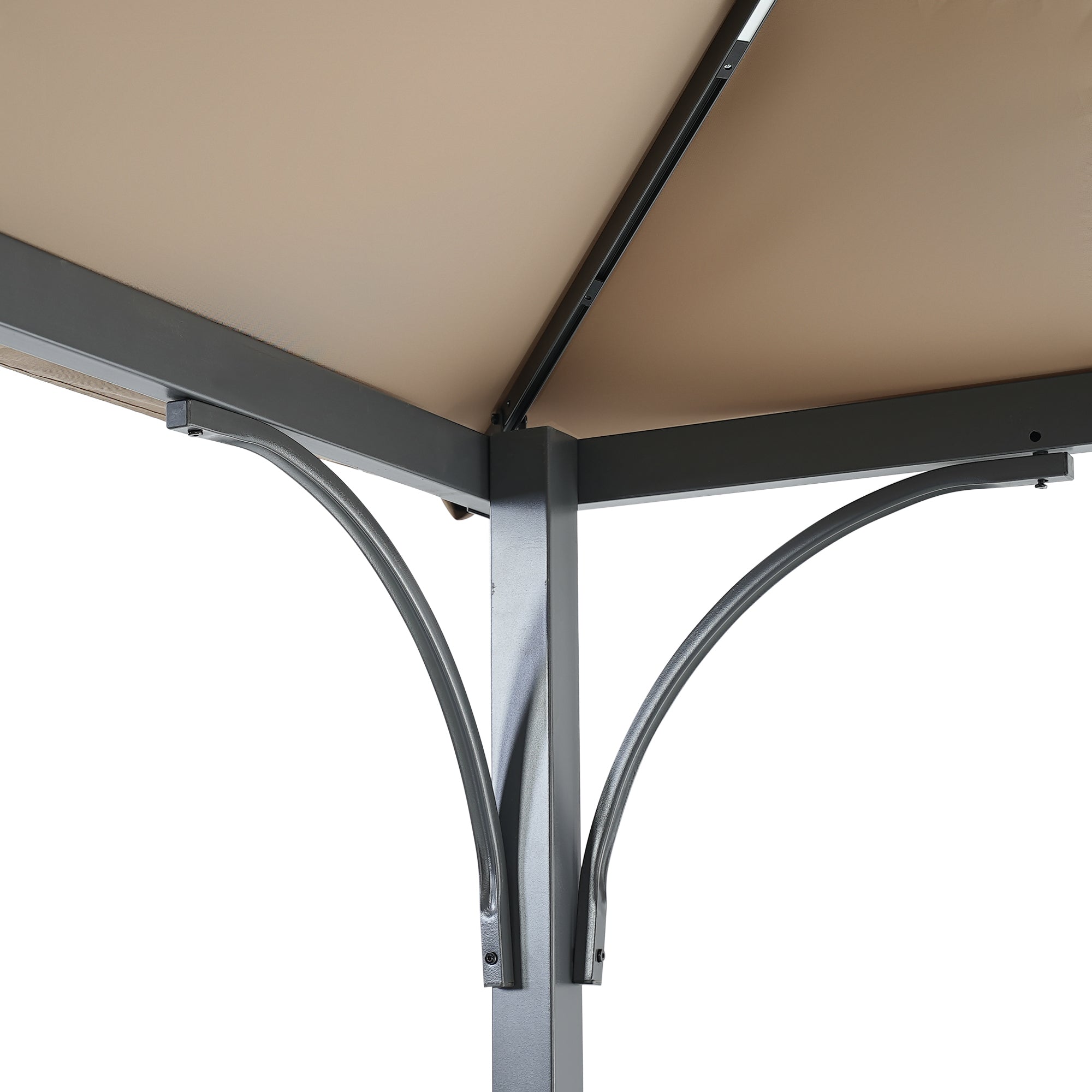 108.7 in. H Outdoor Patio Gazebo in Brown with Extended Side Shed and Awning and LED Light