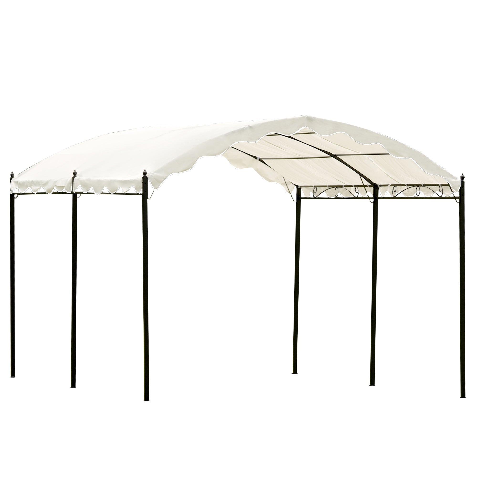 13 ft. x 10 ft. Outdoor Patio White Iron Carport with Anchor Kit