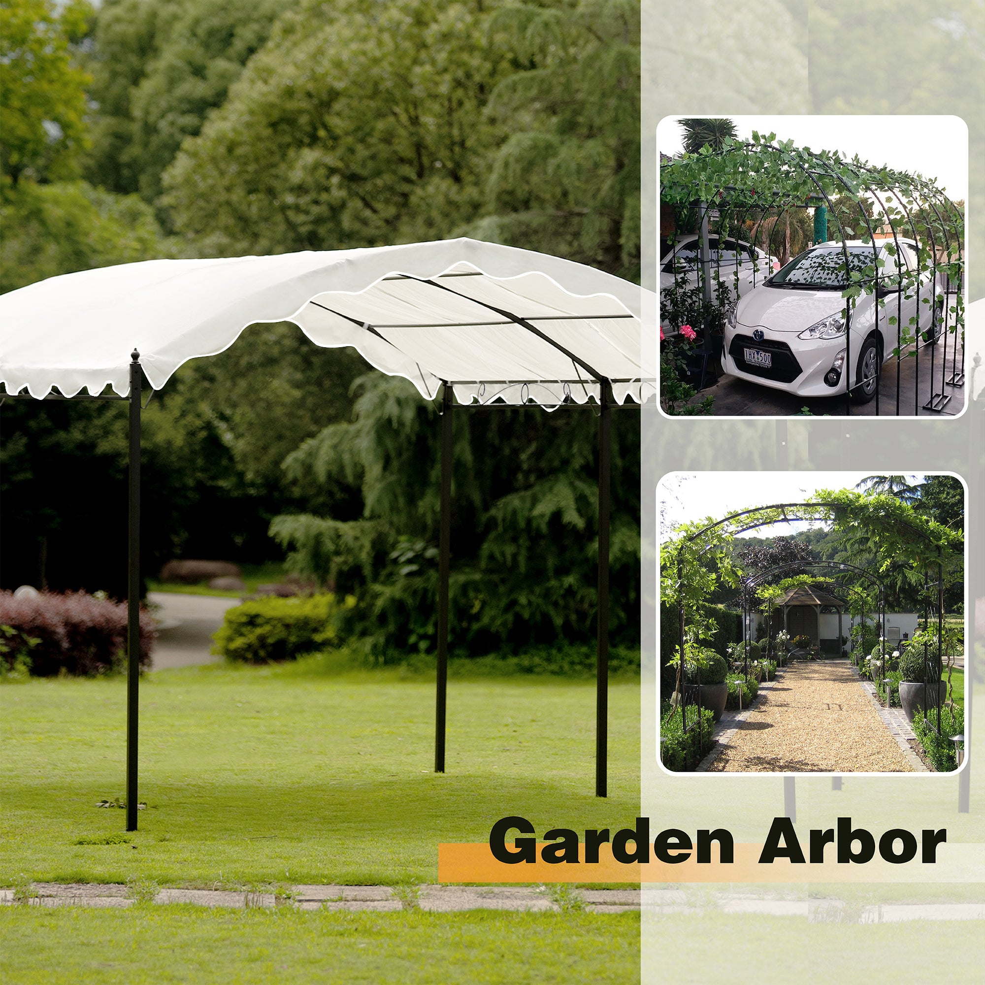 13 ft. x 10 ft. Outdoor Patio White Iron Carport with Anchor Kit