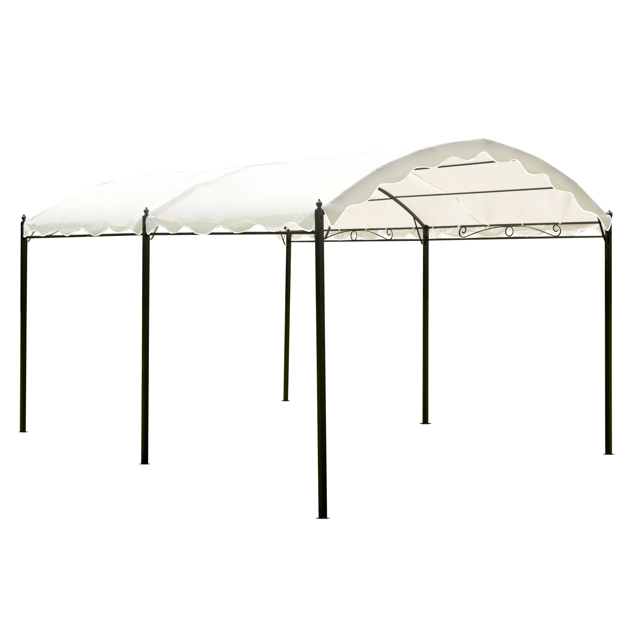 13 ft. x 10 ft. Outdoor Patio White Iron Carport with Anchor Kit