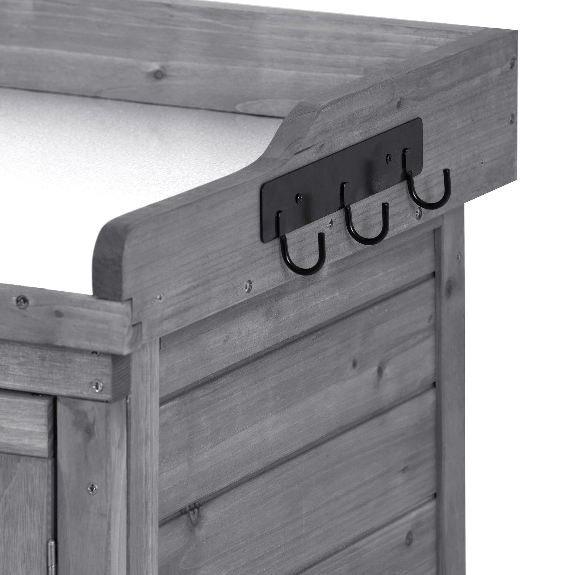 39 in. x 19.1 in. x 37.4 in.Orange Outdoor Potting Bench Table Wood Workstation Storage Cabinet Garden Shed with 2 Shelves