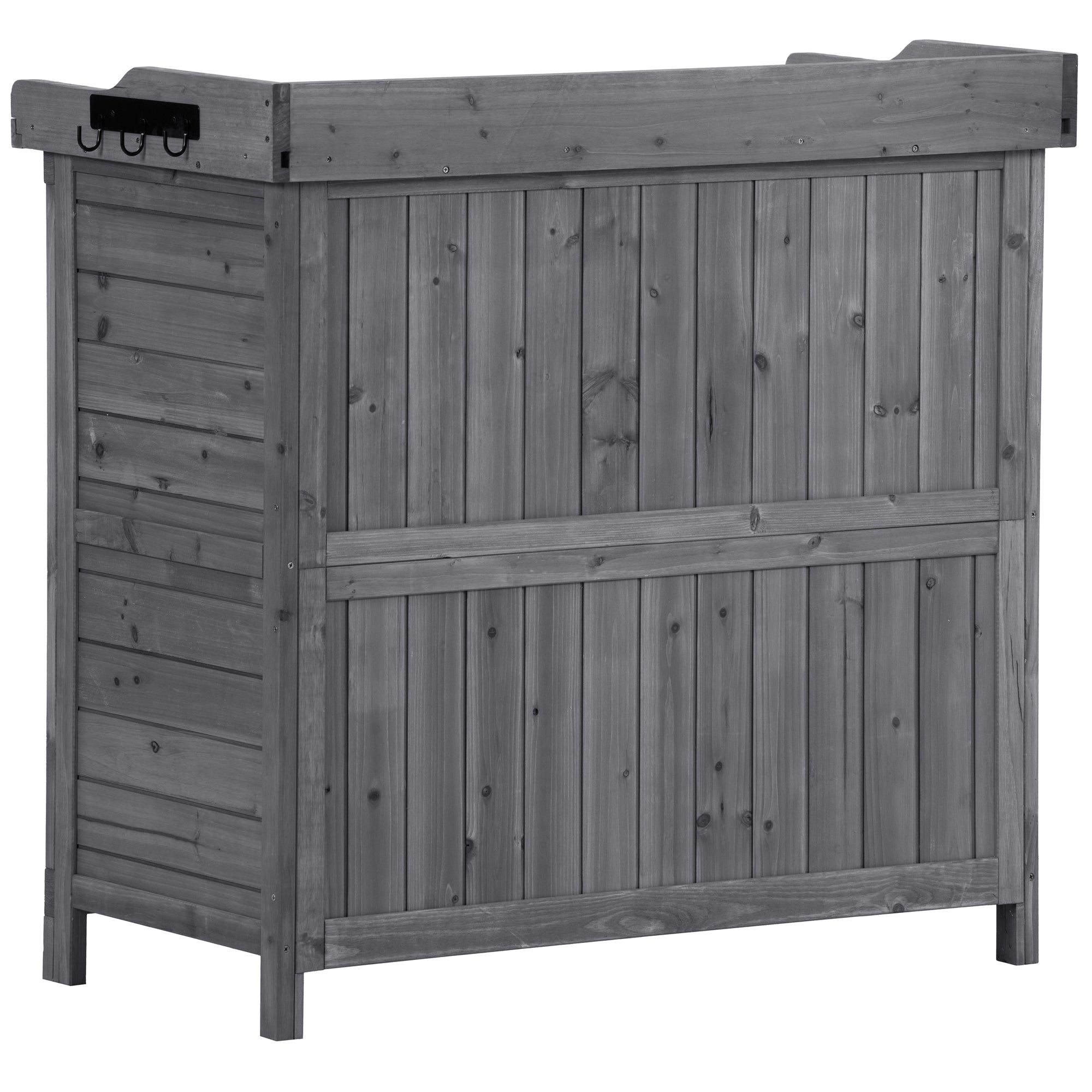 39 in. x 19.1 in. x 37.4 in.Orange Outdoor Potting Bench Table Wood Workstation Storage Cabinet Garden Shed with 2 Shelves