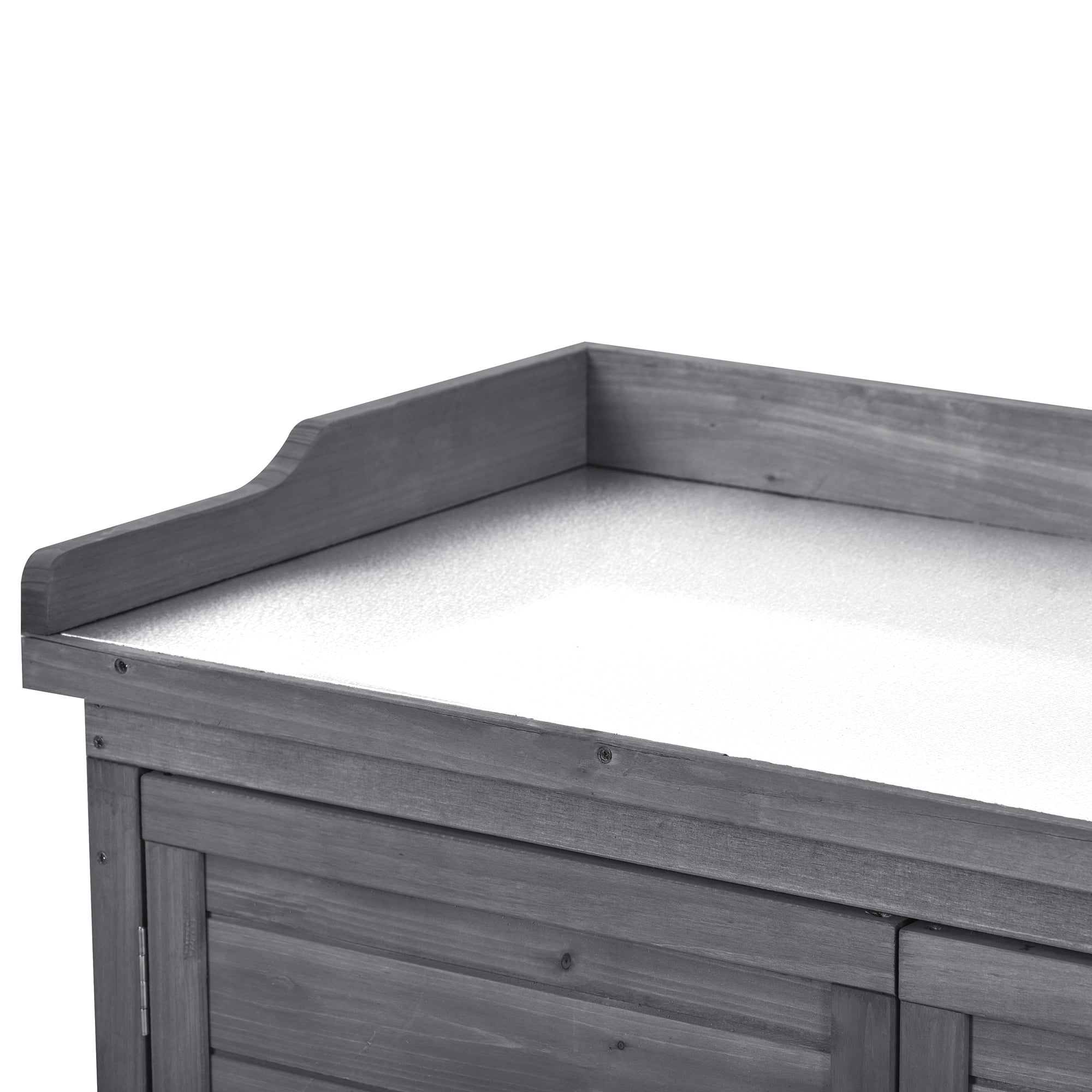 39 in. x 19.1 in. x 37.4 in.Orange Outdoor Potting Bench Table Wood Workstation Storage Cabinet Garden Shed with 2 Shelves