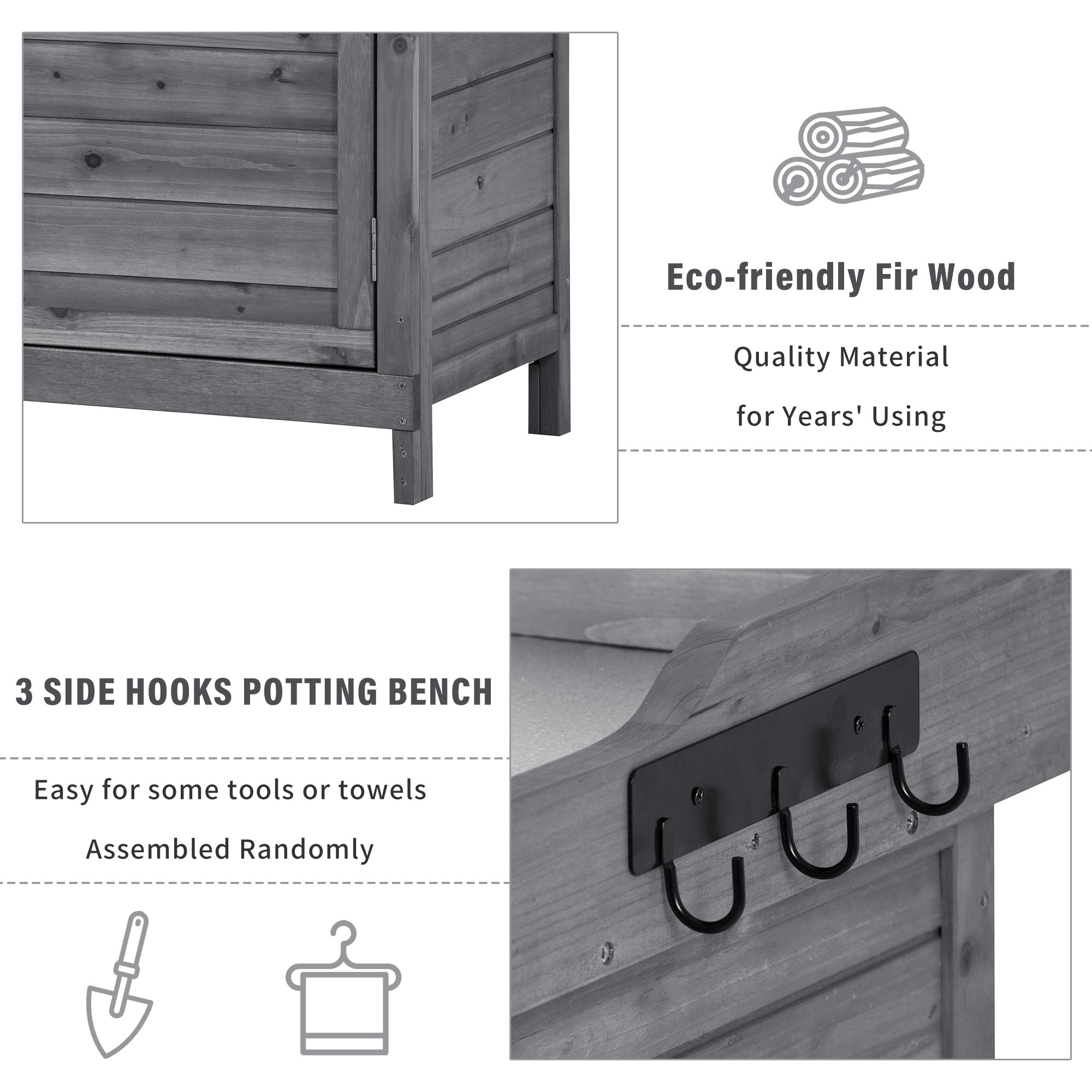 39 in. x 19.1 in. x 37.4 in.Orange Outdoor Potting Bench Table Wood Workstation Storage Cabinet Garden Shed with 2 Shelves