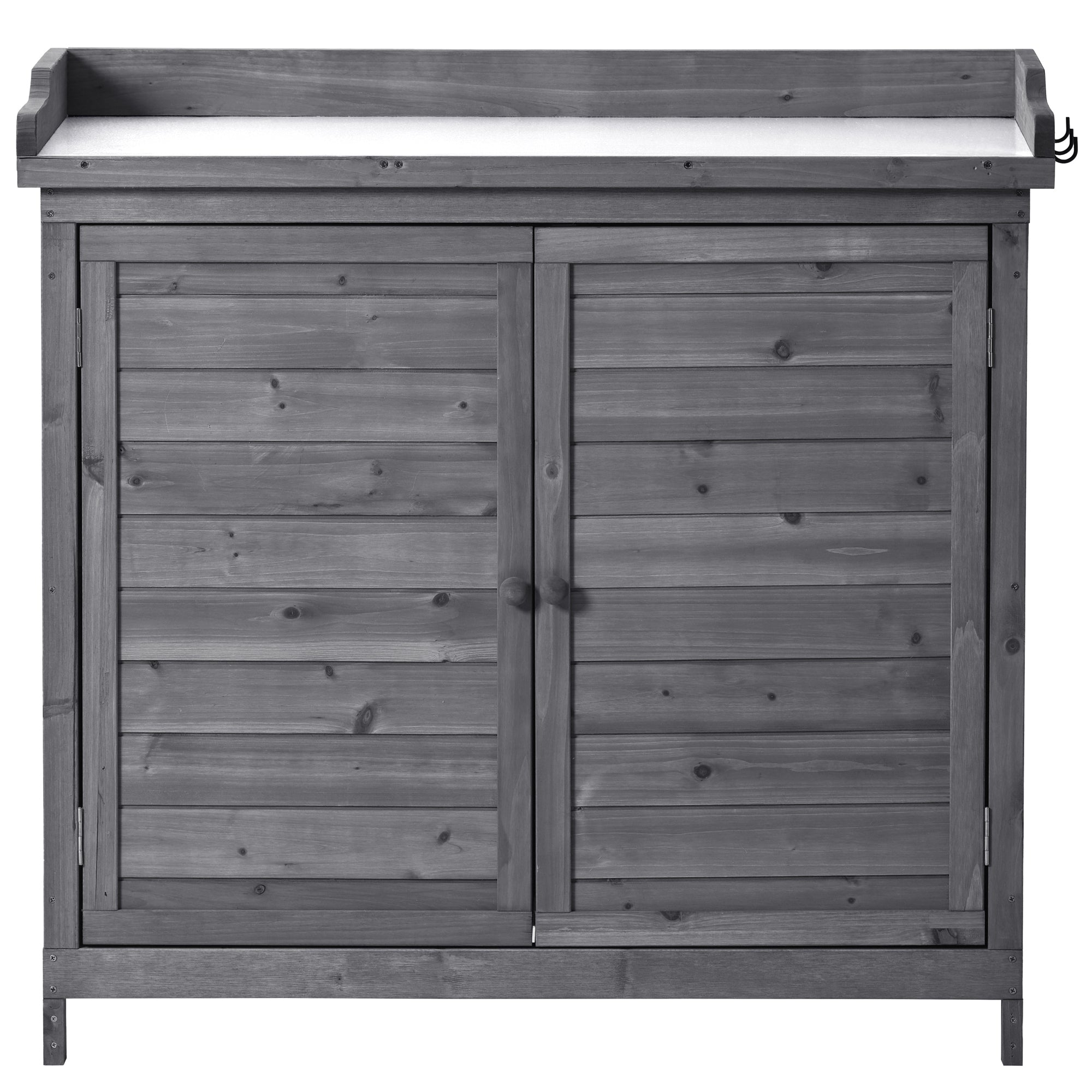 39 in. x 19.1 in. x 37.4 in.Orange Outdoor Potting Bench Table Wood Workstation Storage Cabinet Garden Shed with 2 Shelves