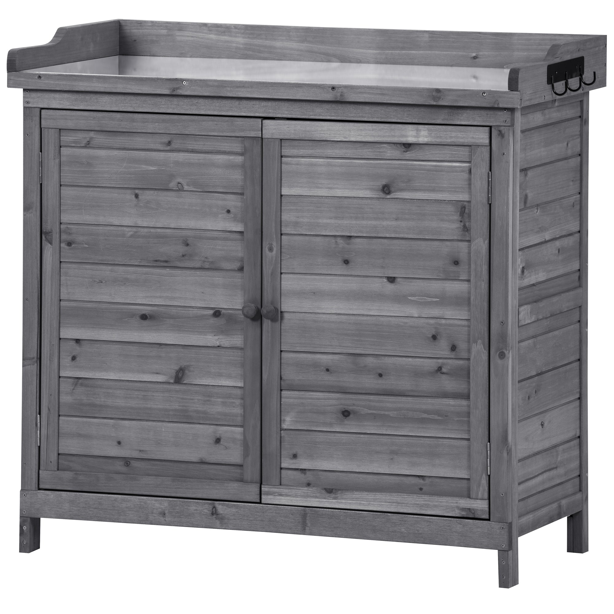 39 in. x 19.1 in. x 37.4 in.Orange Outdoor Potting Bench Table Wood Workstation Storage Cabinet Garden Shed with 2 Shelves