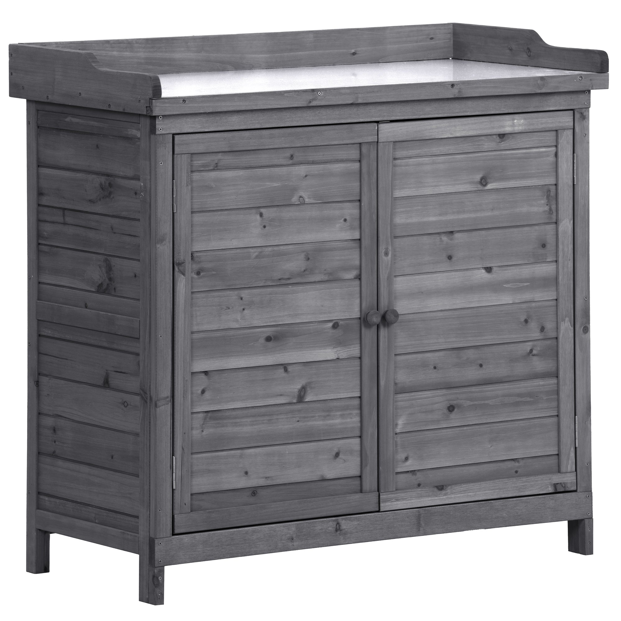 39 in. x 19.1 in. x 37.4 in.Orange Outdoor Potting Bench Table Wood Workstation Storage Cabinet Garden Shed with 2 Shelves