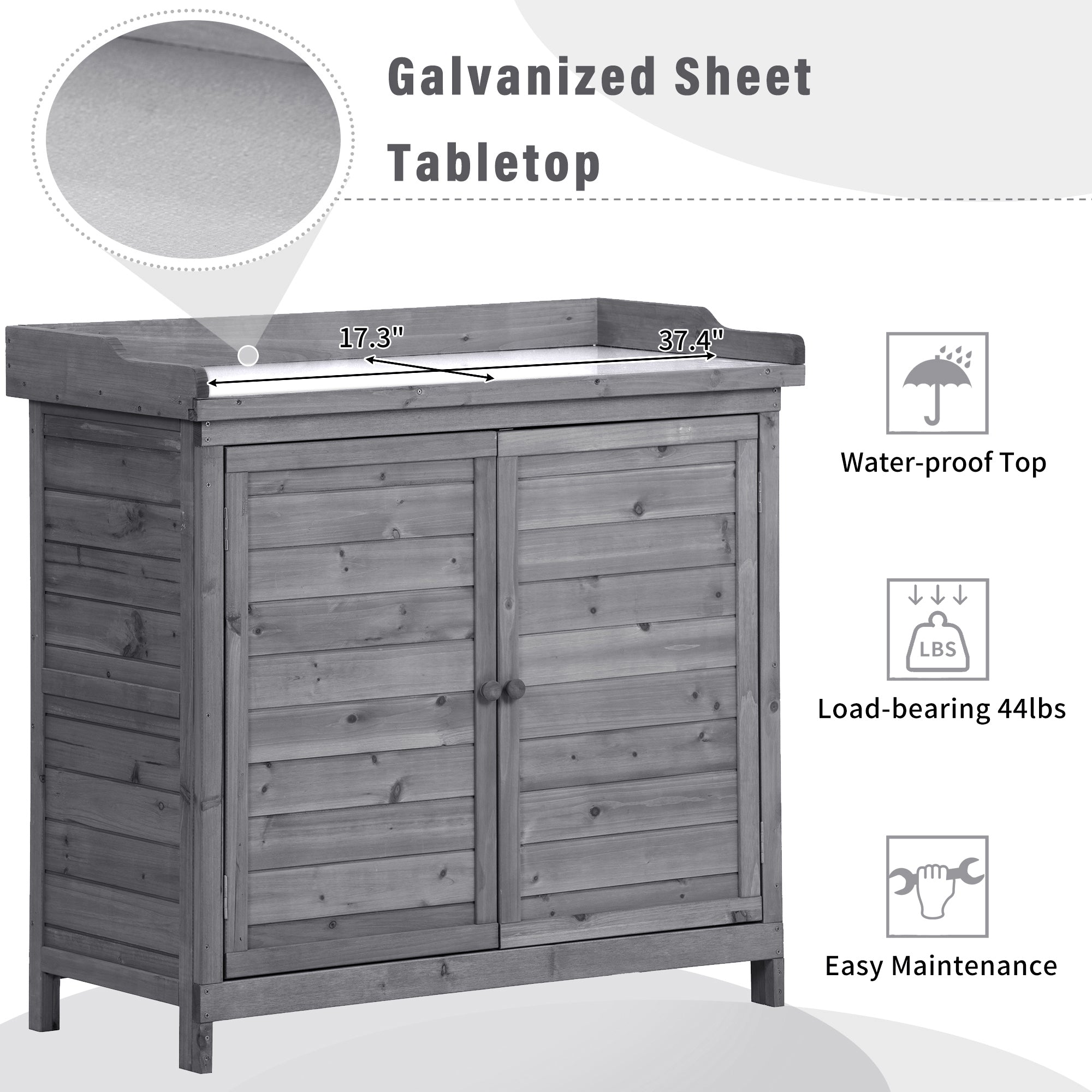 39 in. x 19.1 in. x 37.4 in.Orange Outdoor Potting Bench Table Wood Workstation Storage Cabinet Garden Shed with 2 Shelves
