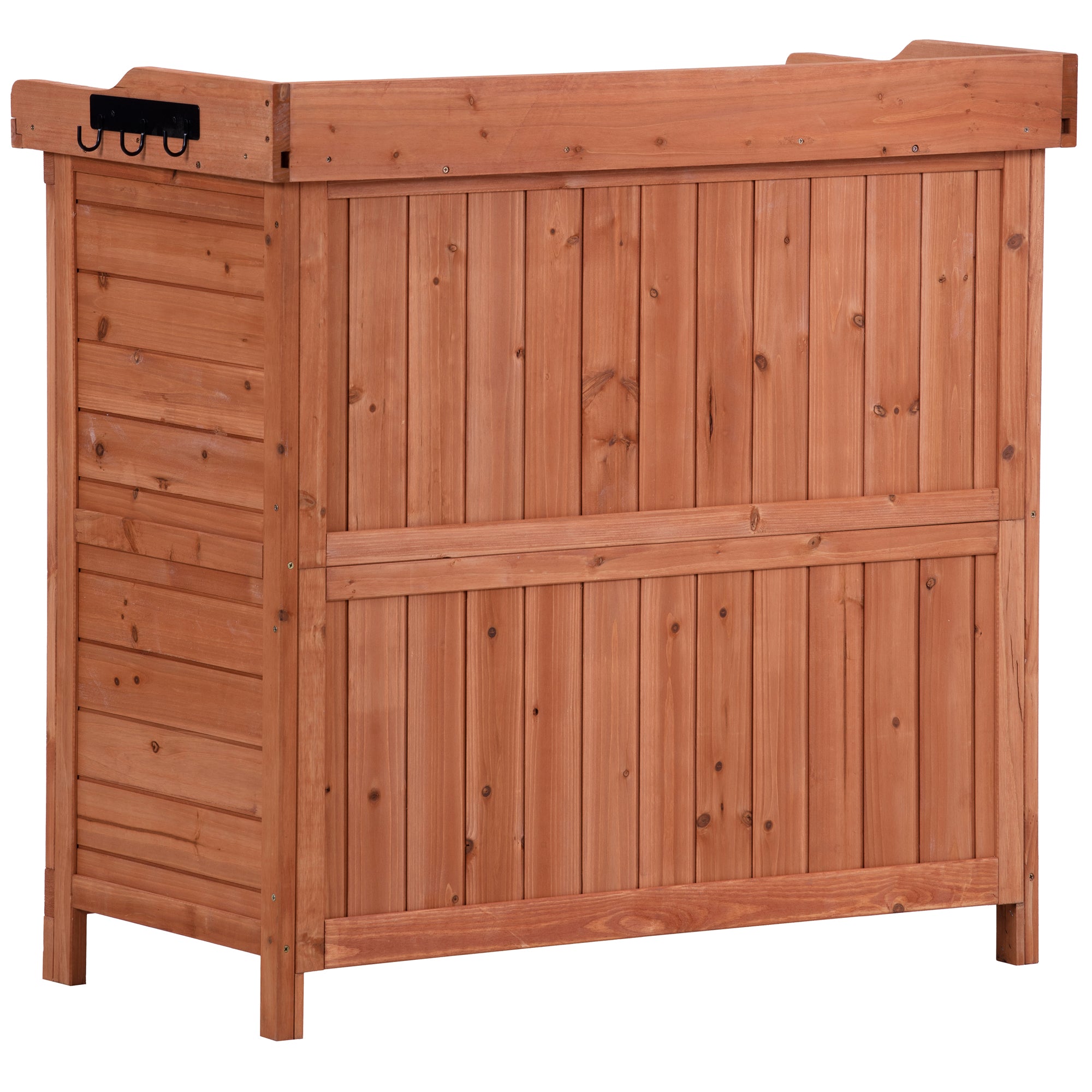 39 in. x 19.1 in. x 37.4 in.Orange Outdoor Potting Bench Table Wood Workstation Storage Cabinet Garden Shed with 2 Shelves