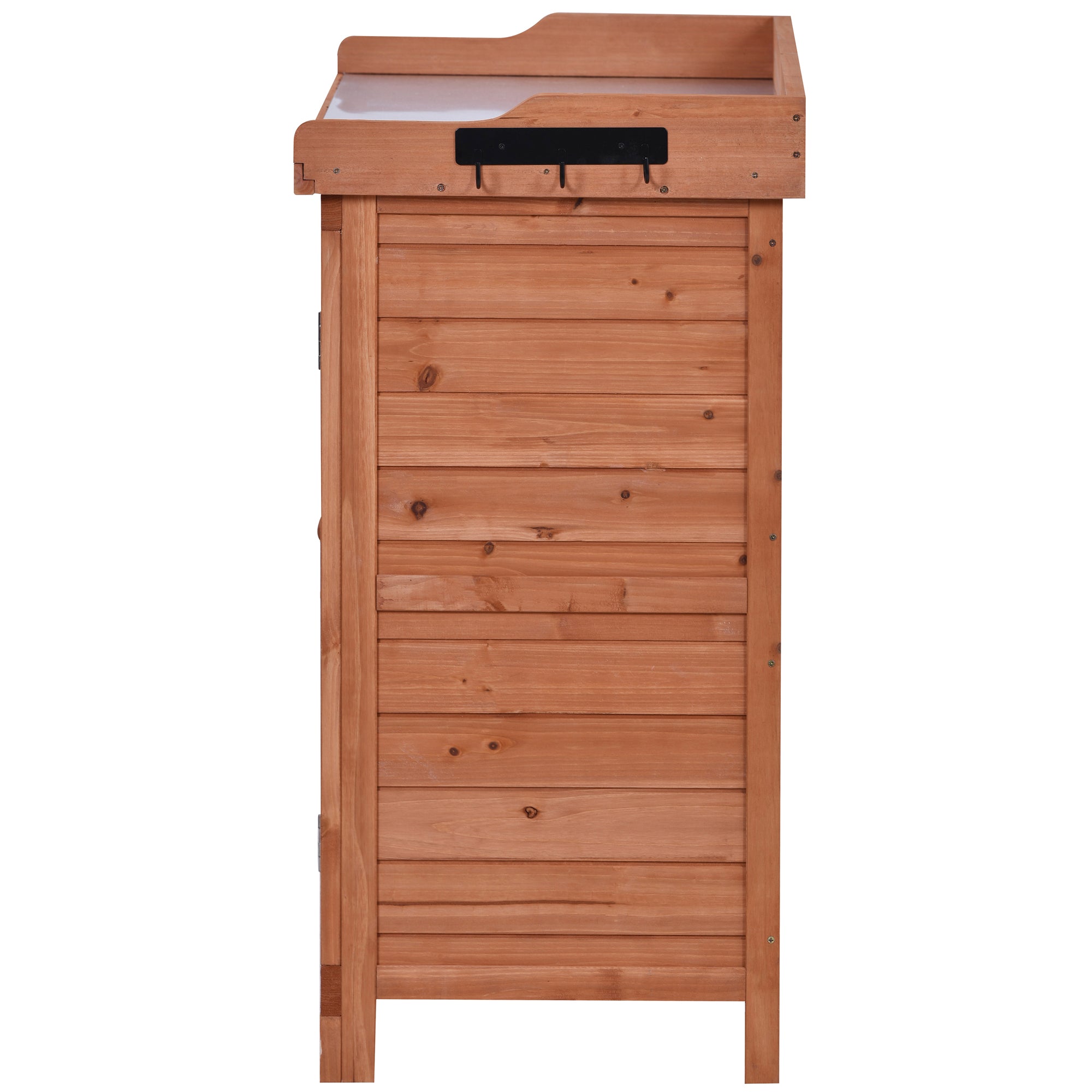 39 in. x 19.1 in. x 37.4 in.Orange Outdoor Potting Bench Table Wood Workstation Storage Cabinet Garden Shed with 2 Shelves
