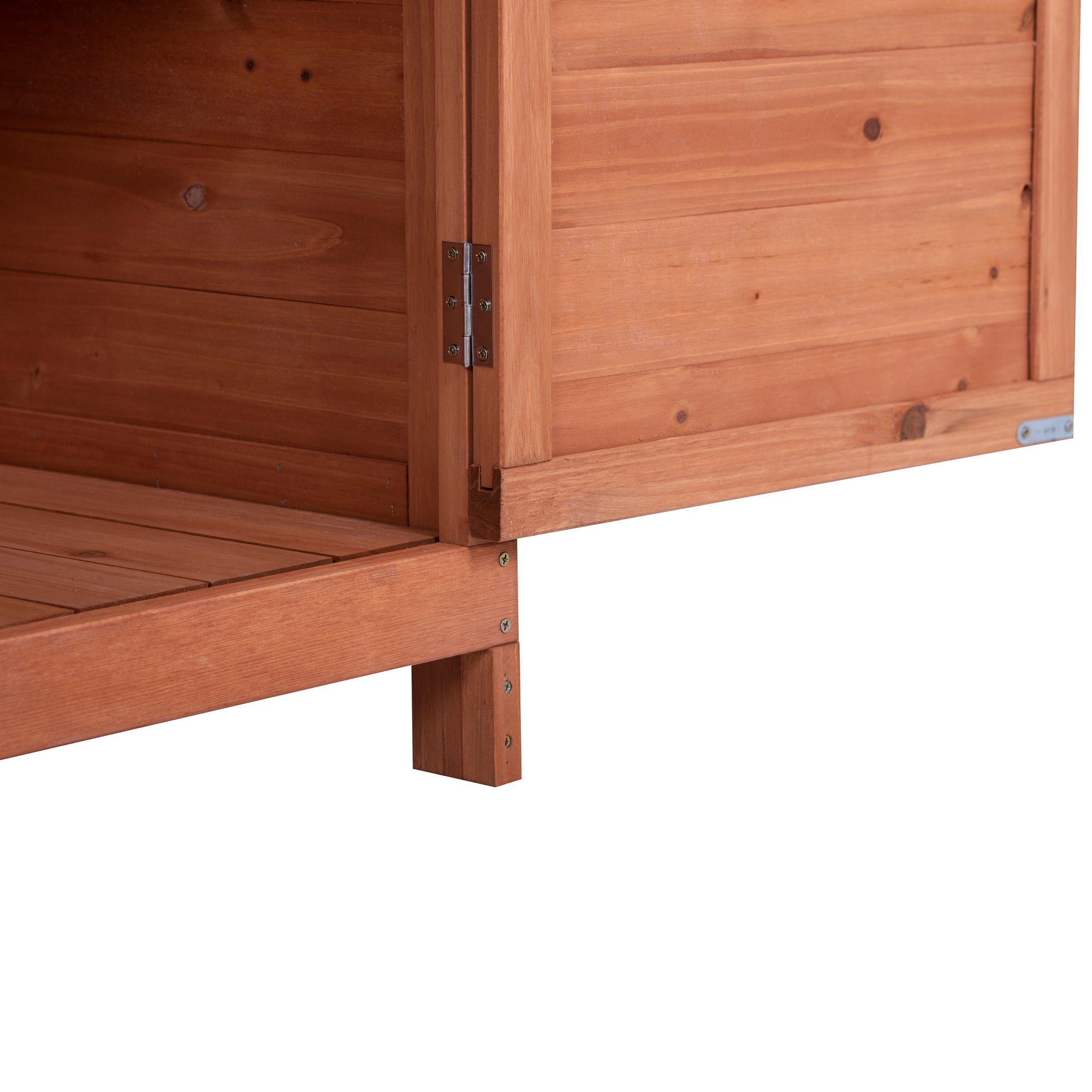 39 in. x 19.1 in. x 37.4 in.Orange Outdoor Potting Bench Table Wood Workstation Storage Cabinet Garden Shed with 2 Shelves