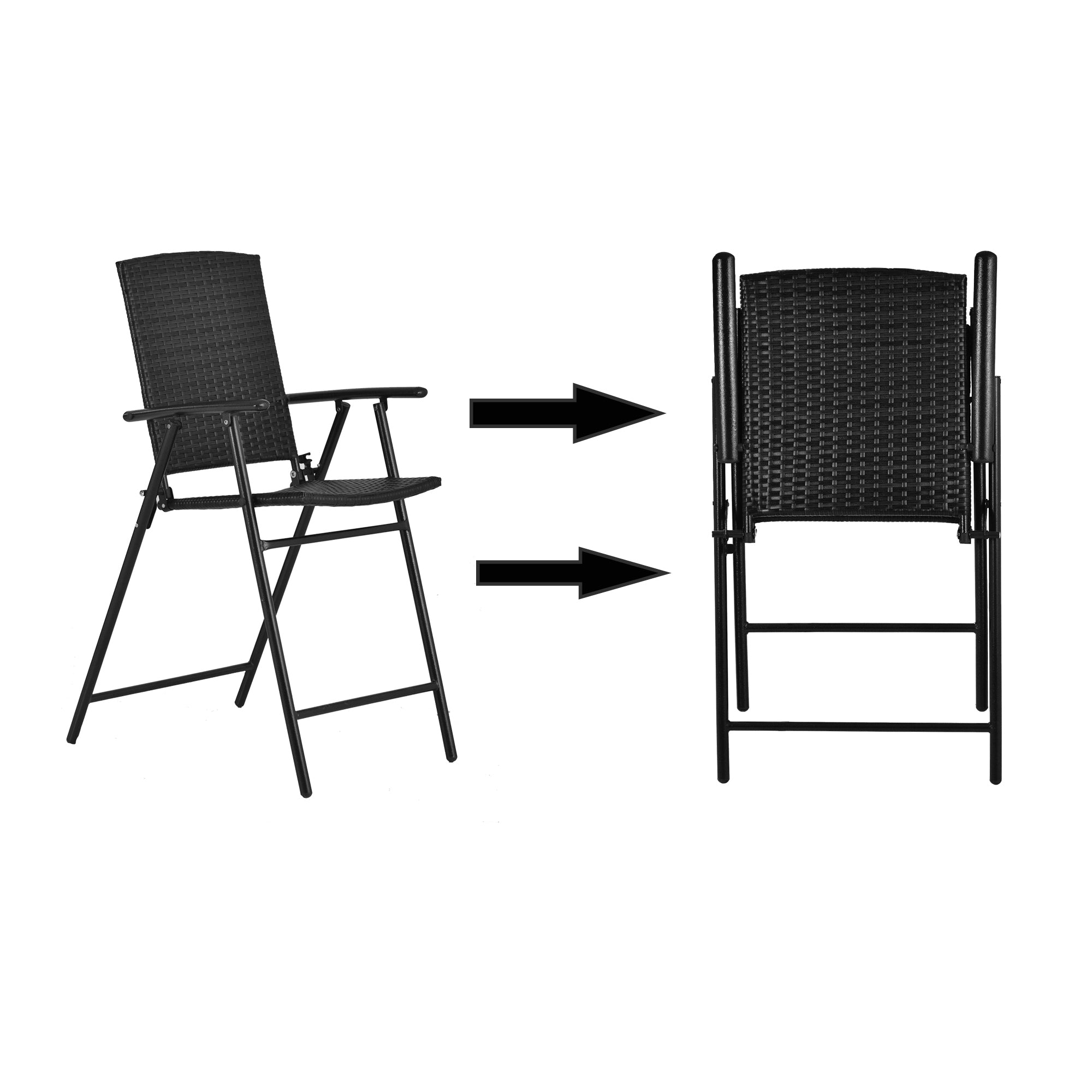 5 Pieces Outdoor Patio Rattan Counter Height Dining Table Set with Foldable Chairs