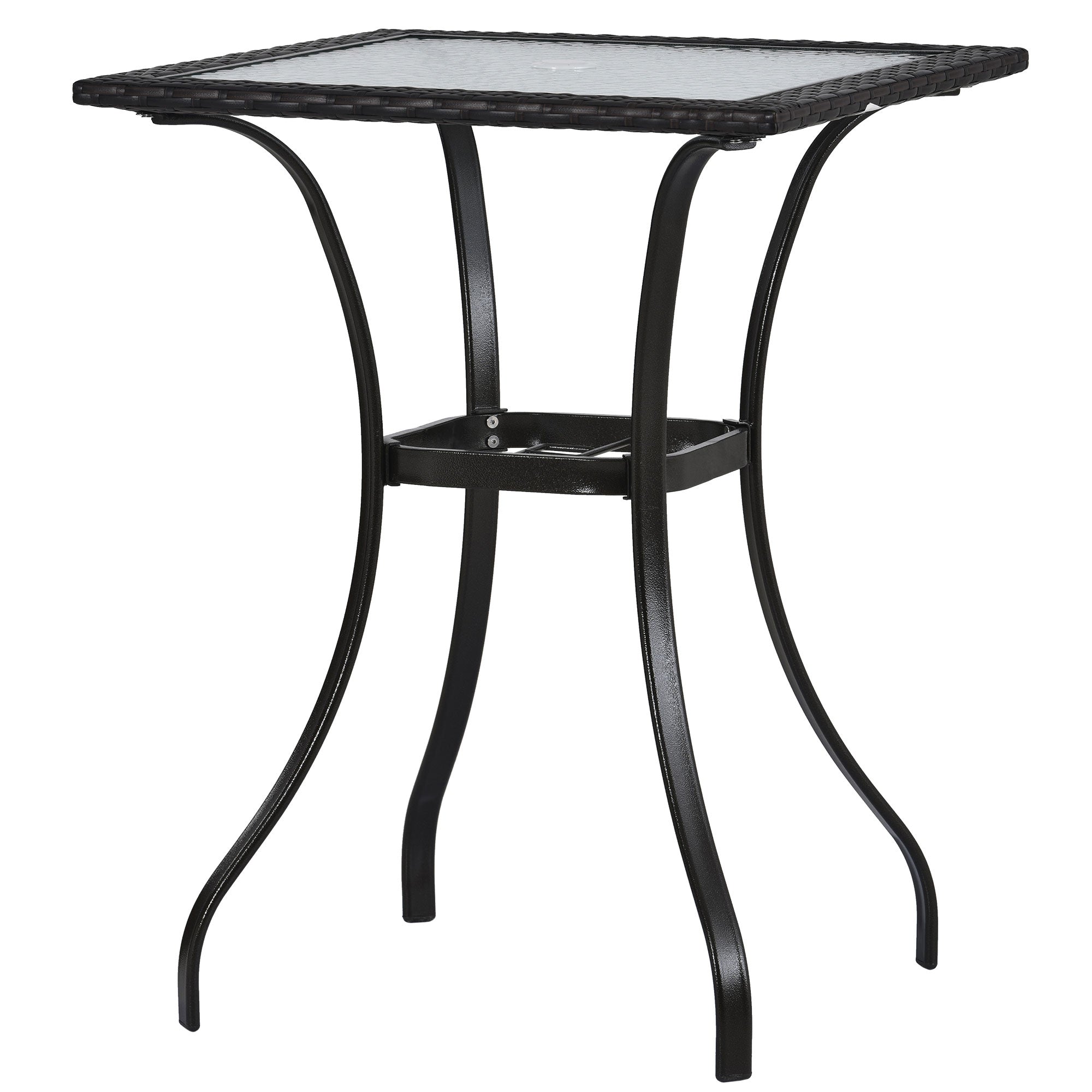 5 Pieces Outdoor Patio Rattan Counter Height Dining Table Set with Foldable Chairs