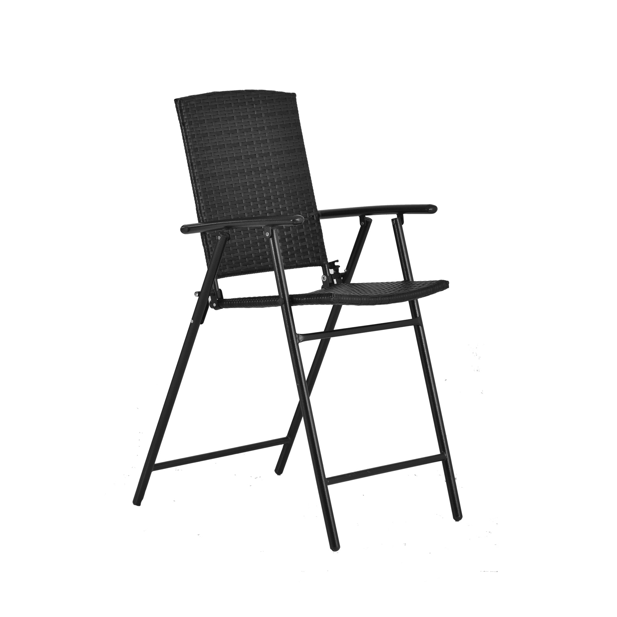 5 Pieces Outdoor Patio Rattan Counter Height Dining Table Set with Foldable Chairs