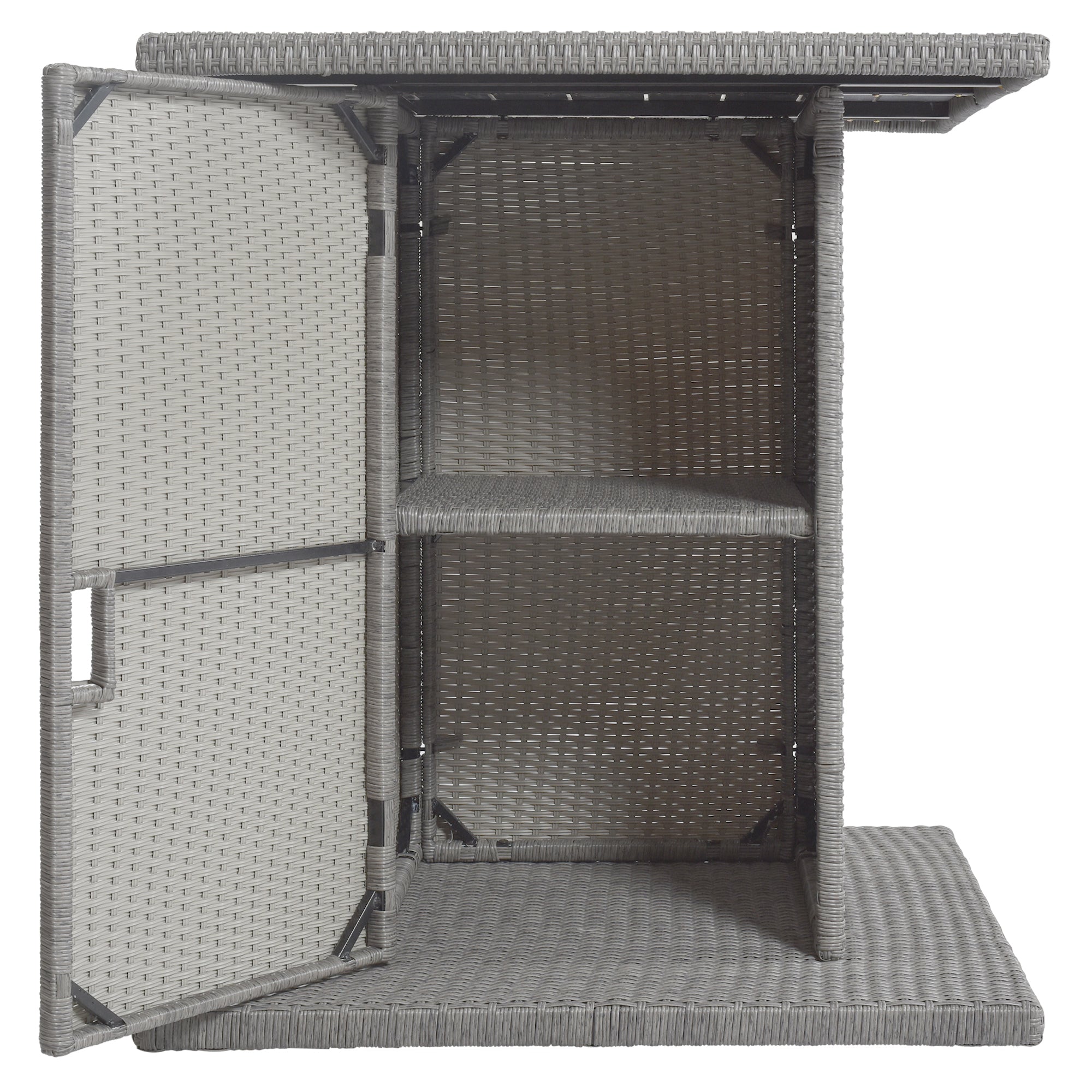 5 Pieces Outdoor Patio Rattan Dining Table Set with Storage Shelf