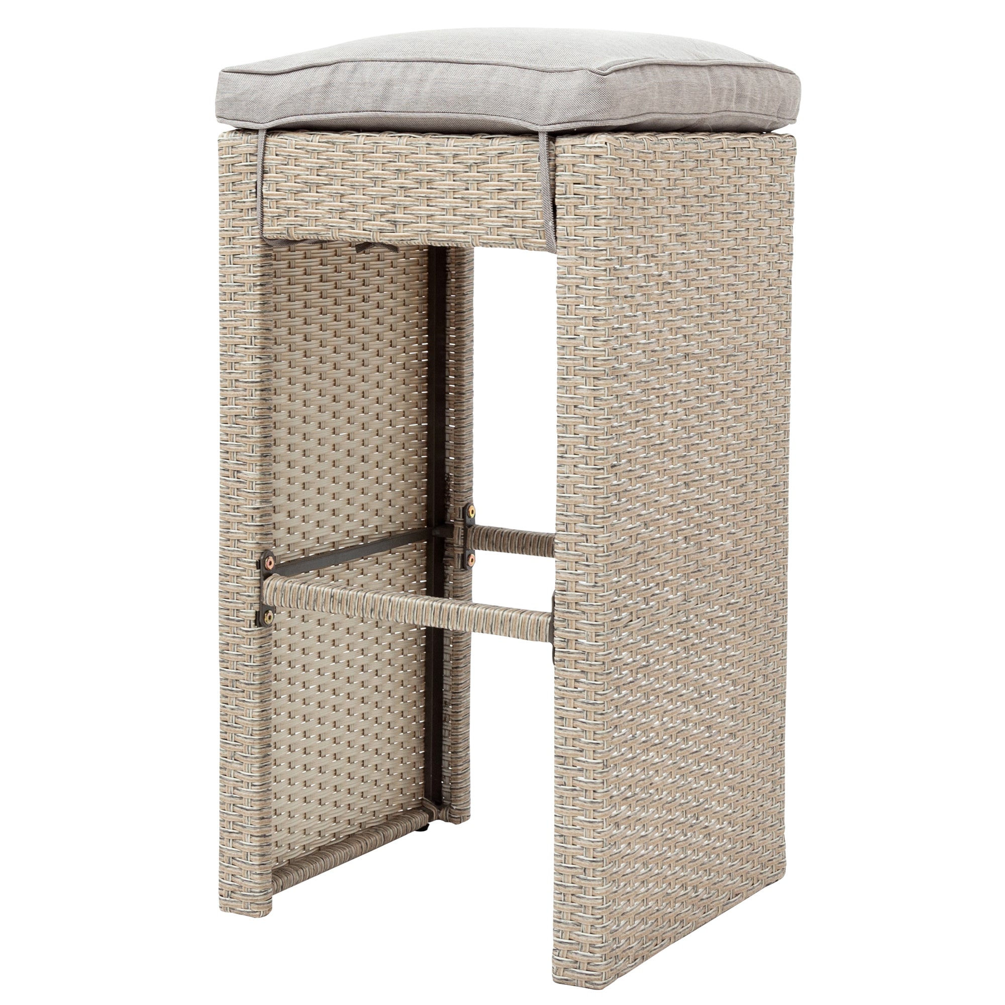 5 Pieces Outdoor Patio Rattan Bar Dining Table Set with 4 Stools