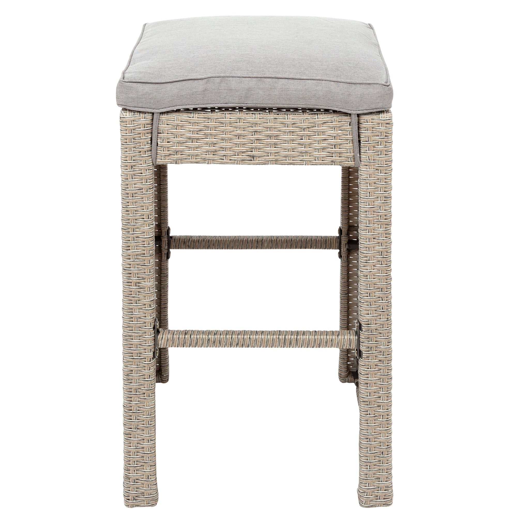 5 Pieces Outdoor Patio Rattan Bar Dining Table Set with 4 Stools