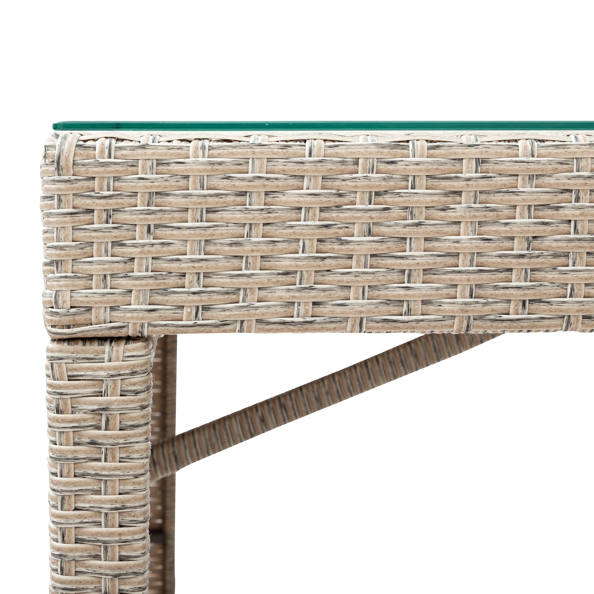 5 Pieces Outdoor Patio Rattan Bar Dining Table Set with 4 Stools