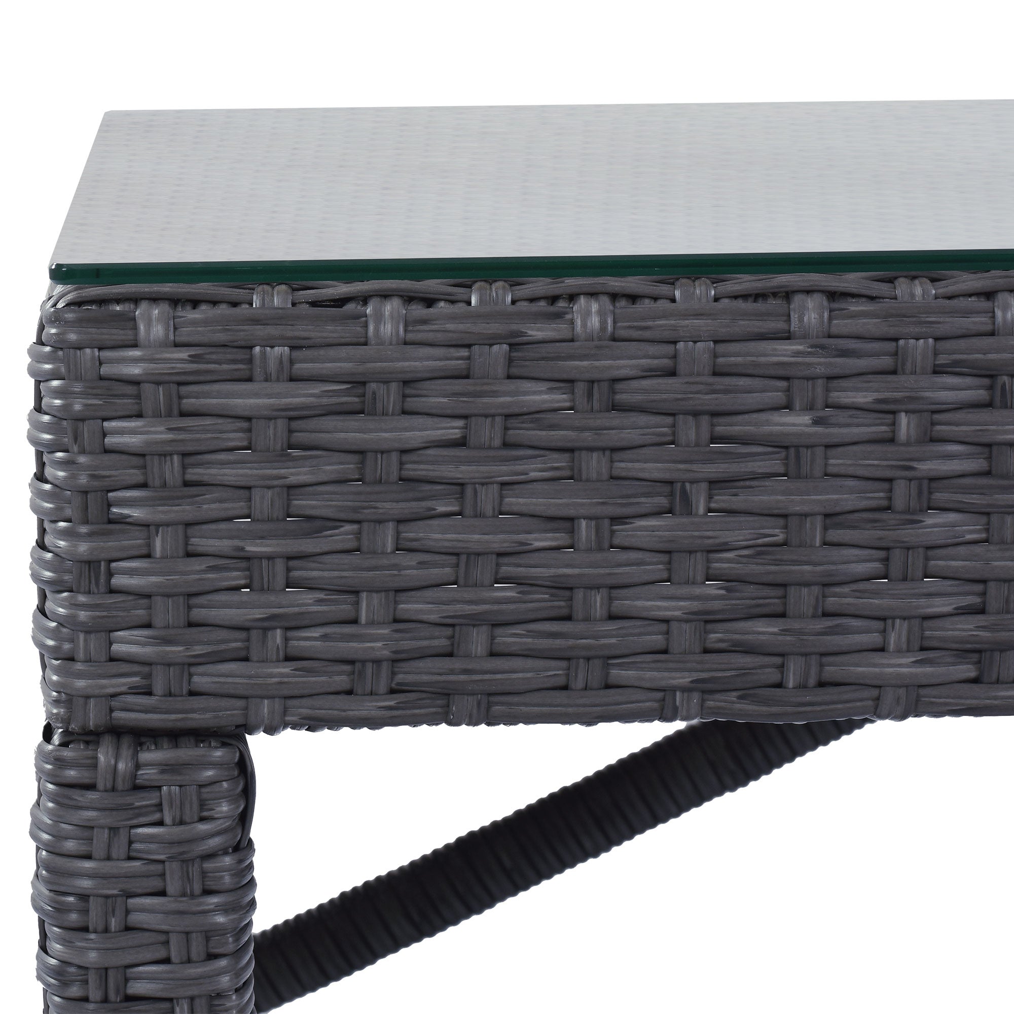 5 Pieces Outdoor Patio Rattan Bar Dining Table Set with 4 Stools