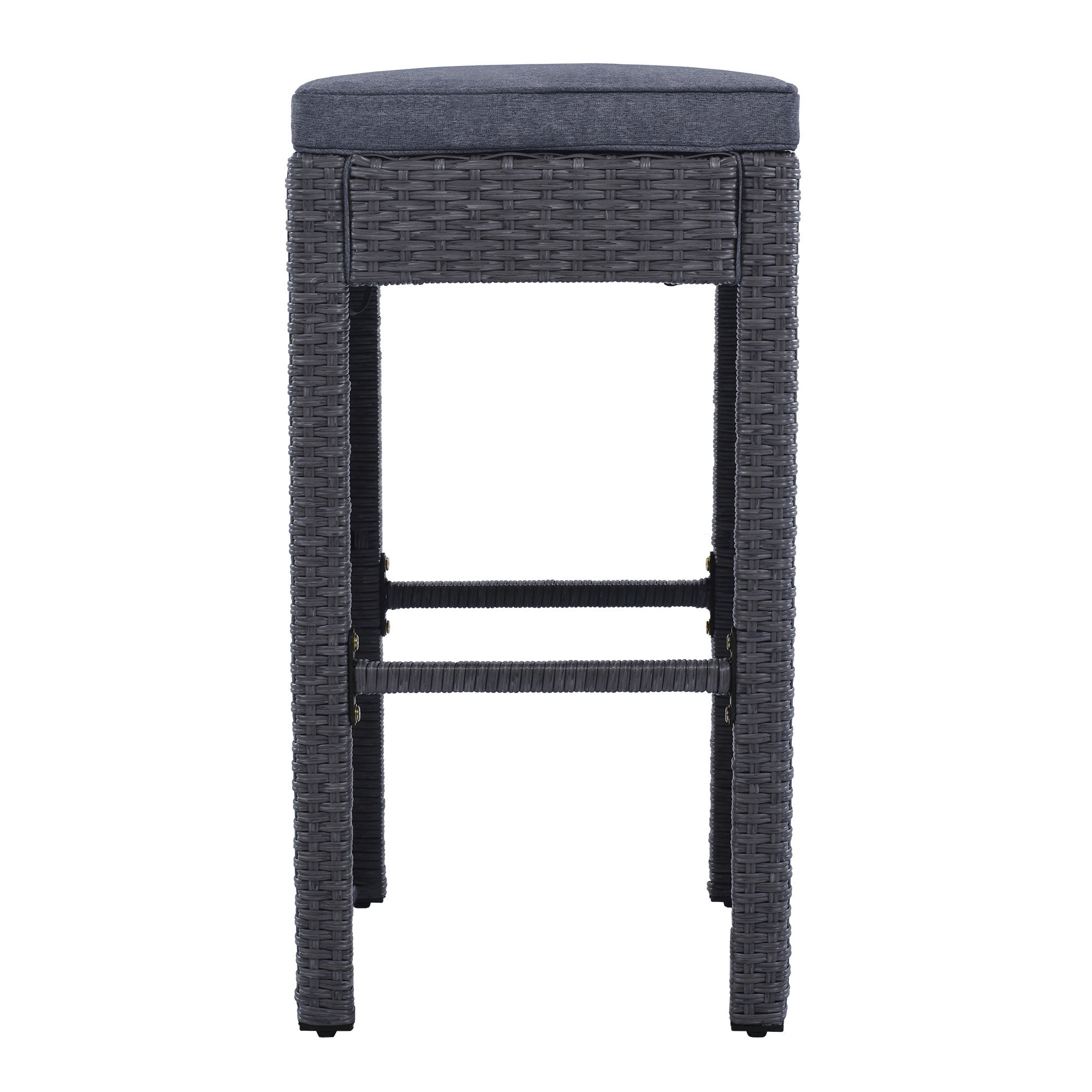 5 Pieces Outdoor Patio Rattan Bar Dining Table Set with 4 Stools