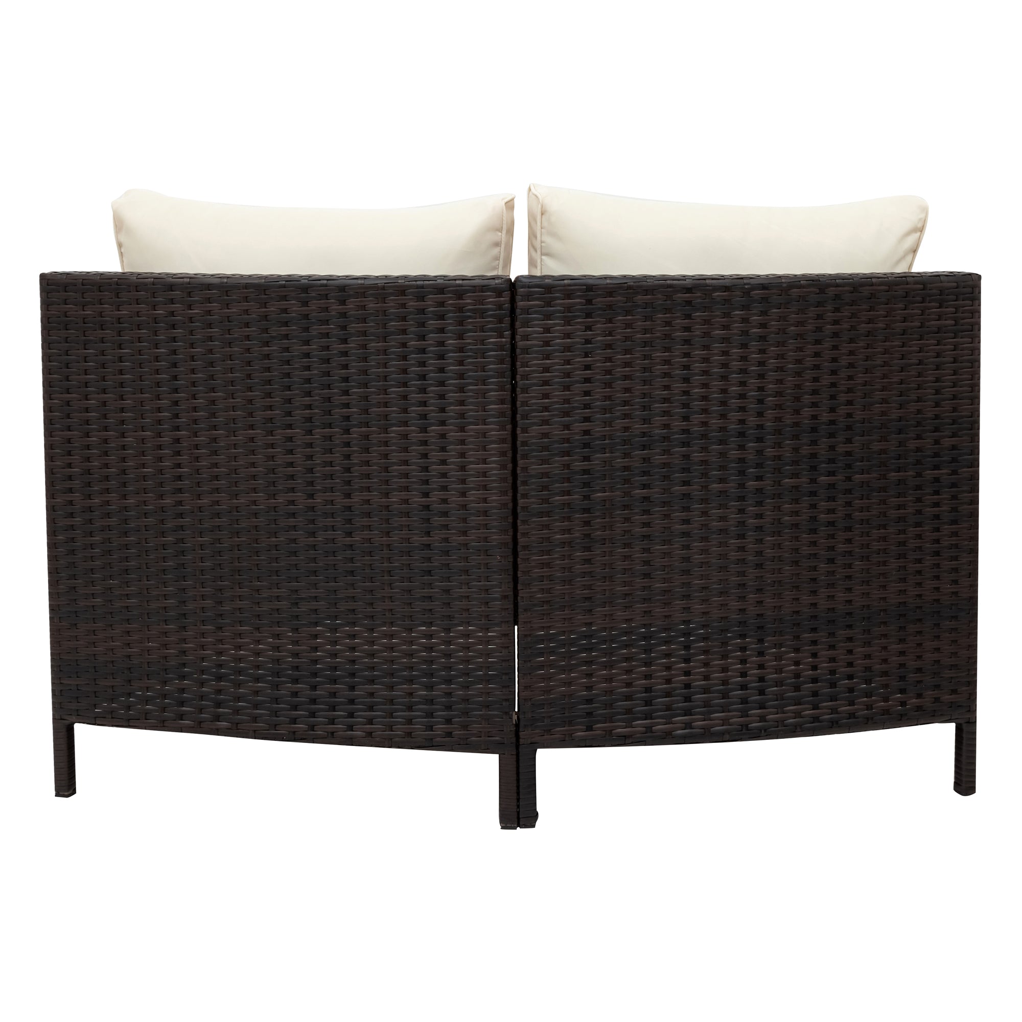 5-Piece PE Wicker Rattan Curved Outdoor Sectional Set with Grey Cushion