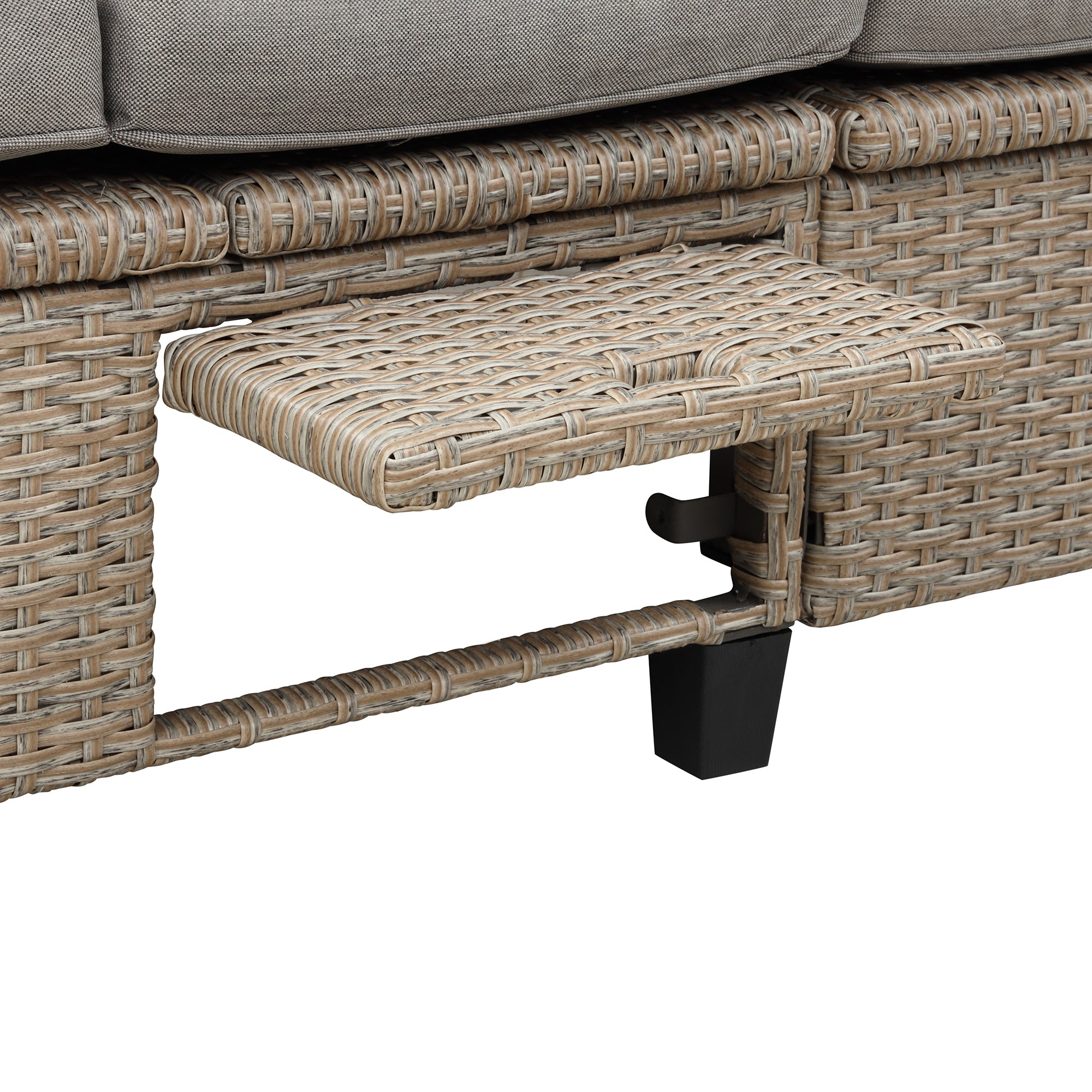 4-Piece Wicker Rattan Patio Outdoor Sectional Sofa Brown Cushion Canopy