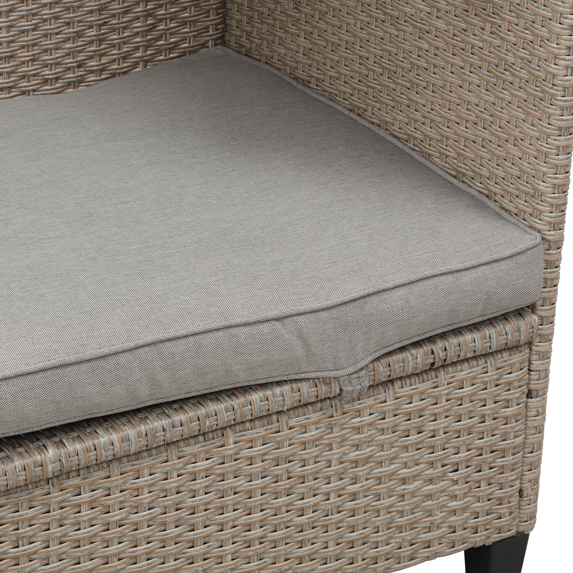 4-Piece Wicker Rattan Patio Outdoor Sectional Sofa Brown Cushion Canopy