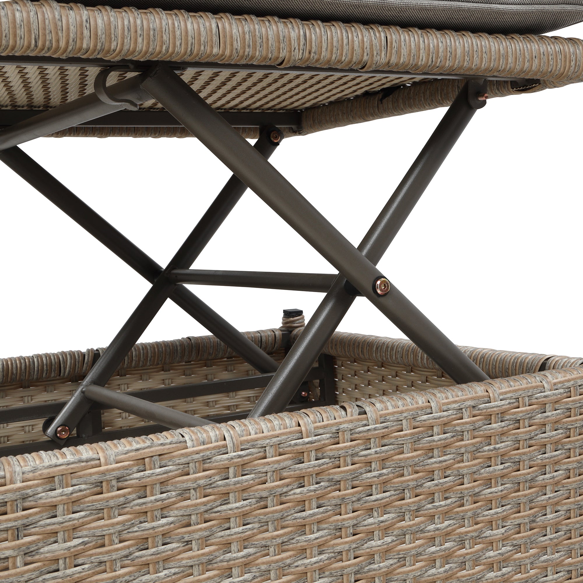 4-Piece Wicker Rattan Patio Outdoor Sectional Sofa Brown Cushion Canopy