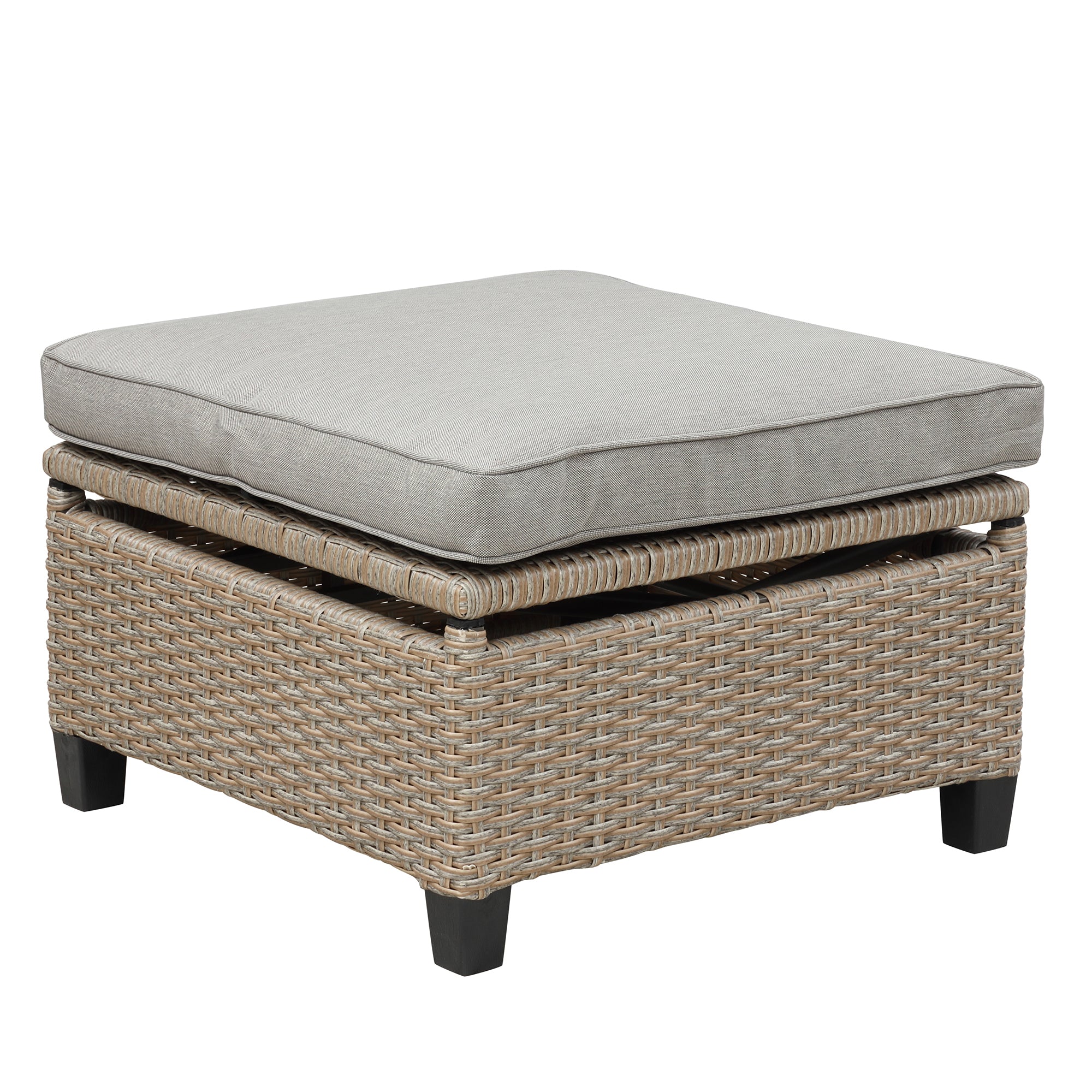 4-Piece Wicker Rattan Patio Outdoor Sectional Sofa Brown Cushion Canopy