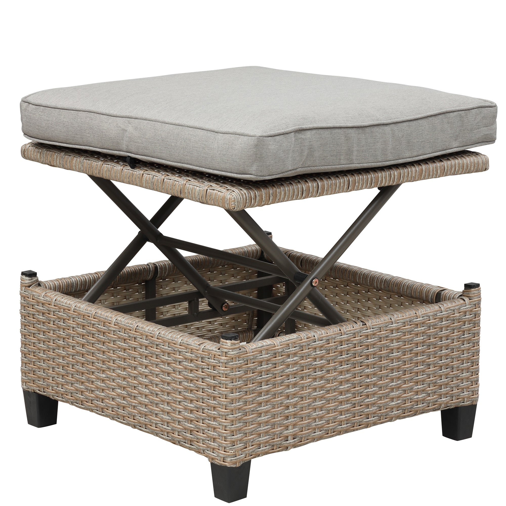 4-Piece Wicker Rattan Patio Outdoor Sectional Sofa Brown Cushion Canopy