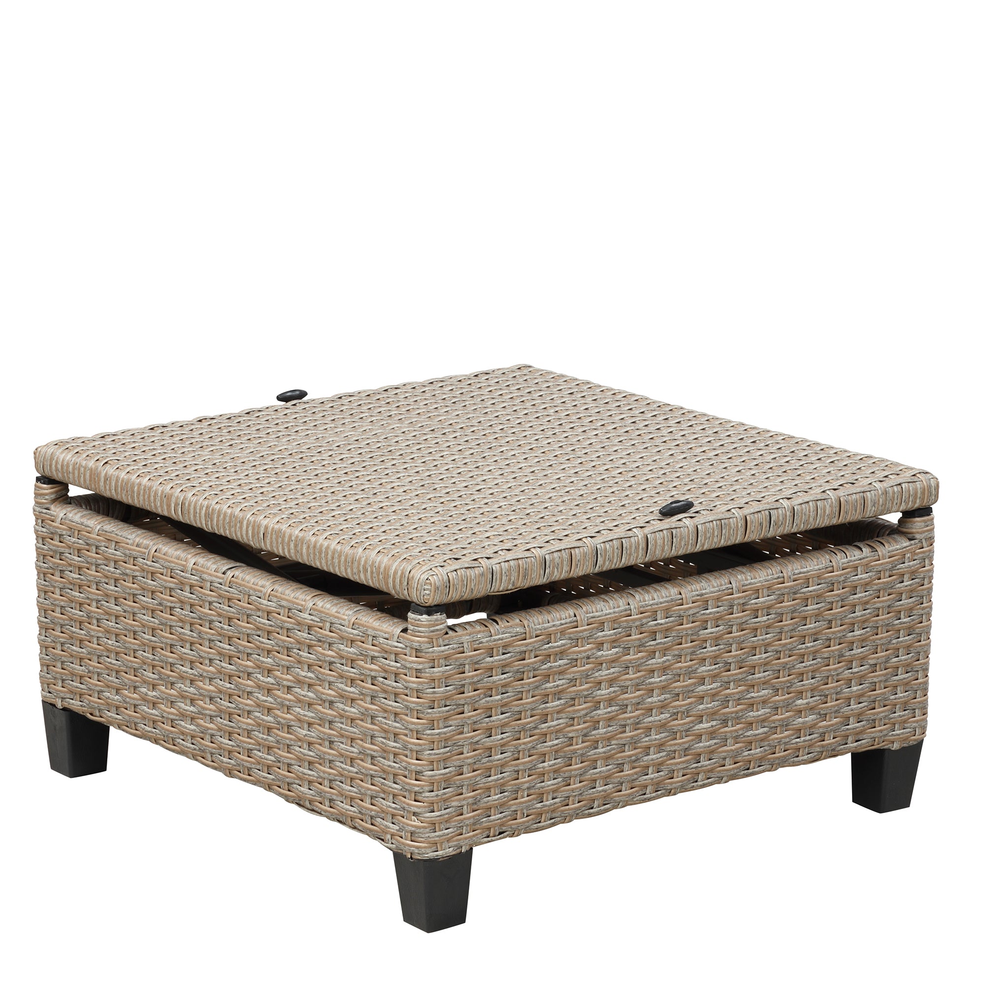4-Piece Wicker Rattan Patio Outdoor Sectional Sofa Brown Cushion Canopy