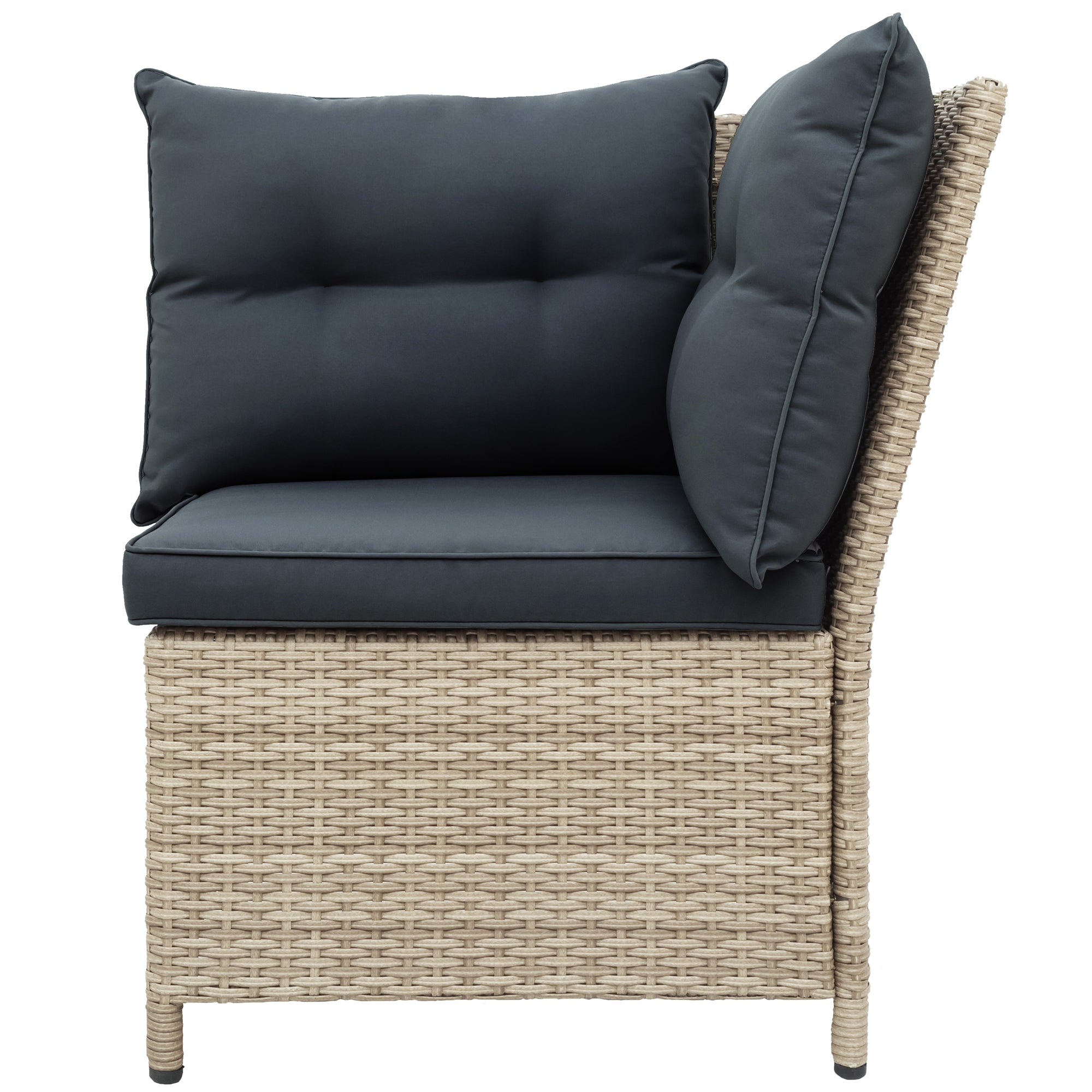 4 Pieces Outdoor Rattan Patio Sectional Sofa Set with Adjustable Backs
