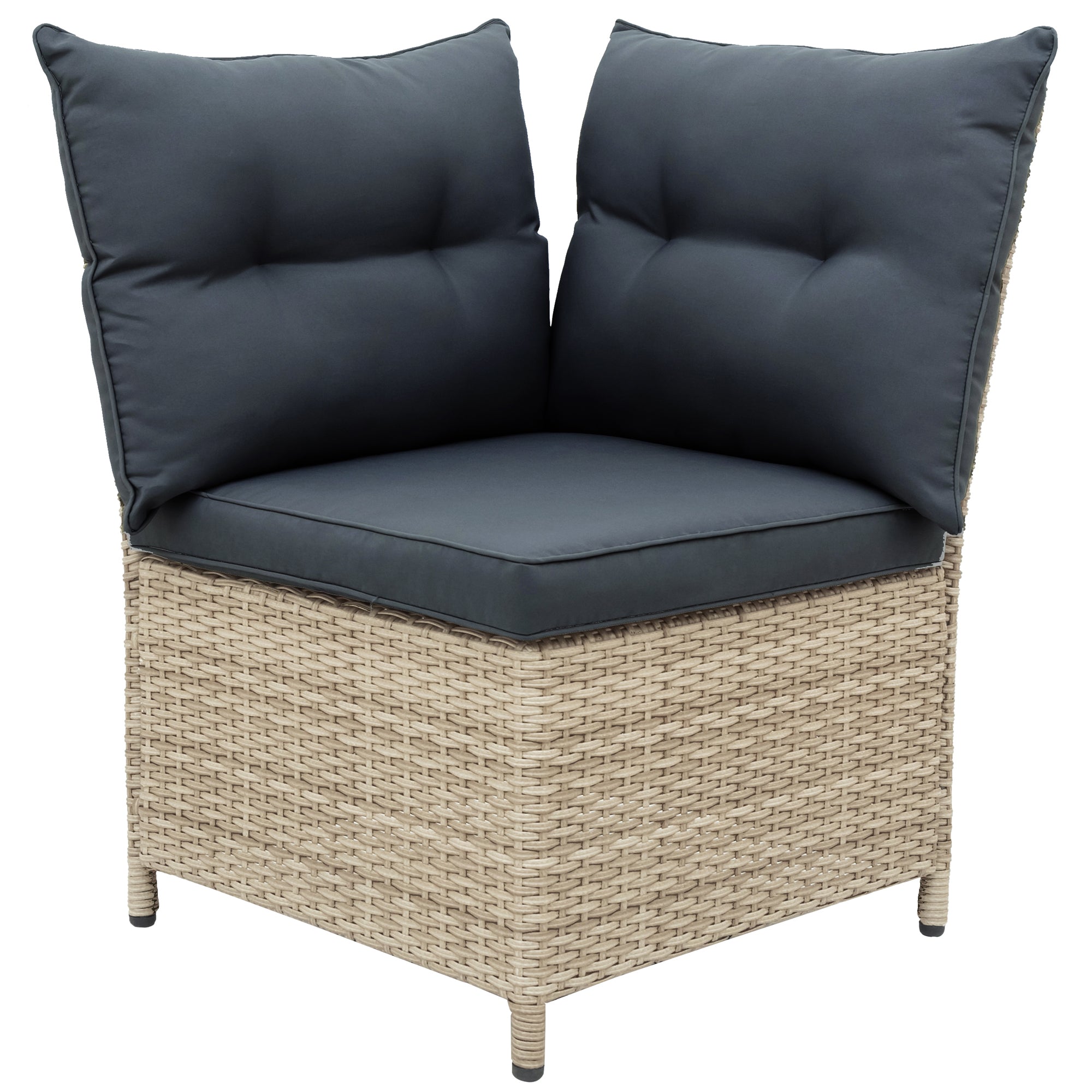4 Pieces Outdoor Rattan Patio Sectional Sofa Set with Adjustable Backs